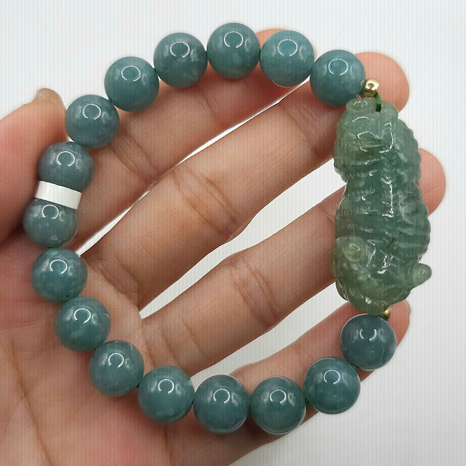 Natural Blue Water Jade with Tiger