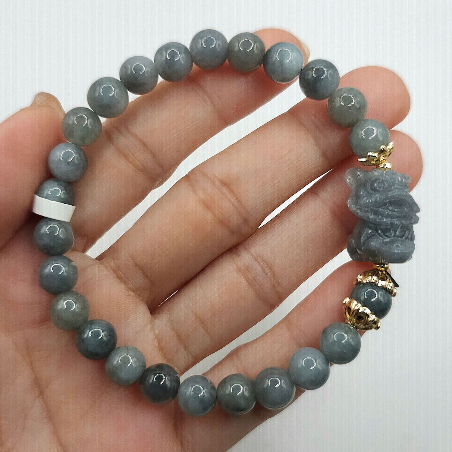 Natural Wuji Jadeite with Dancing Lion