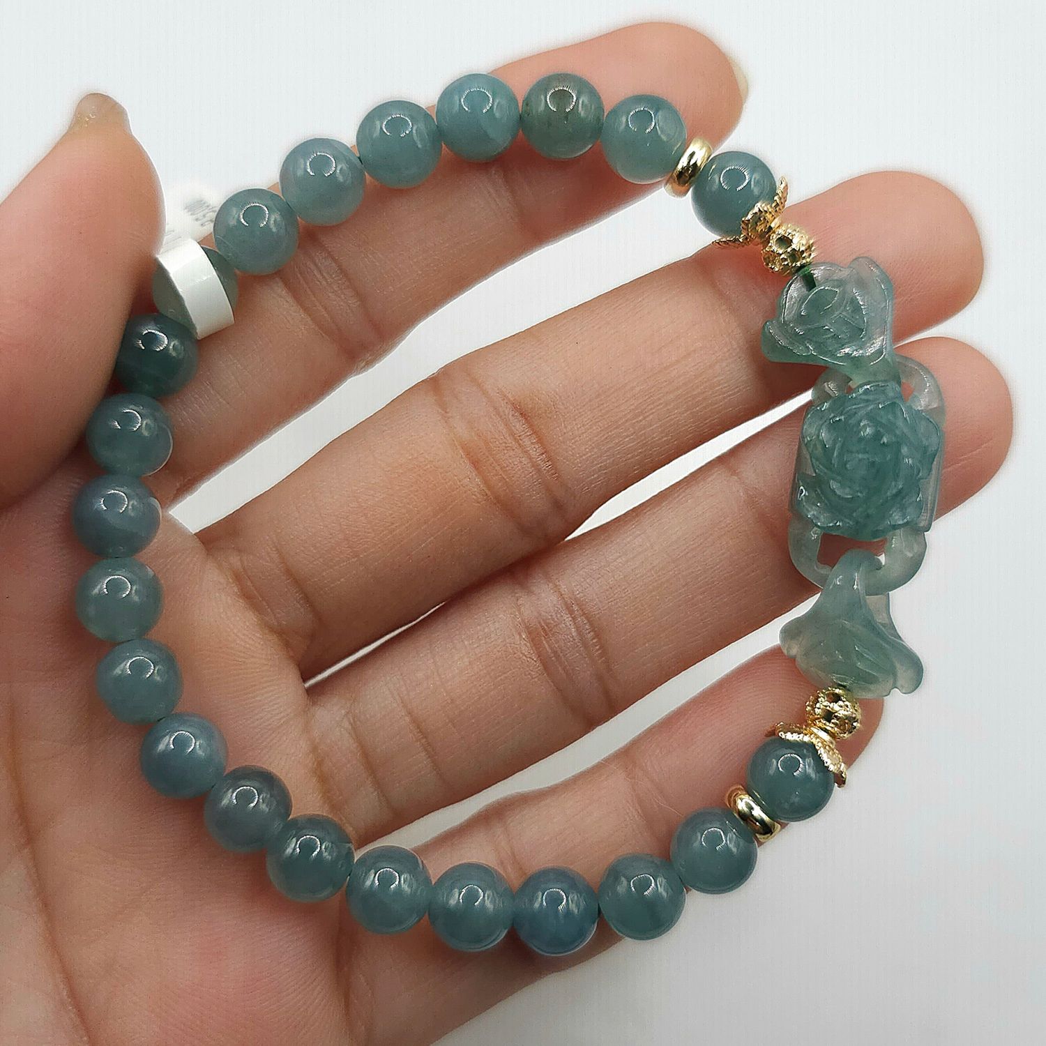 Natural Icy Blue Water Jade with Rose