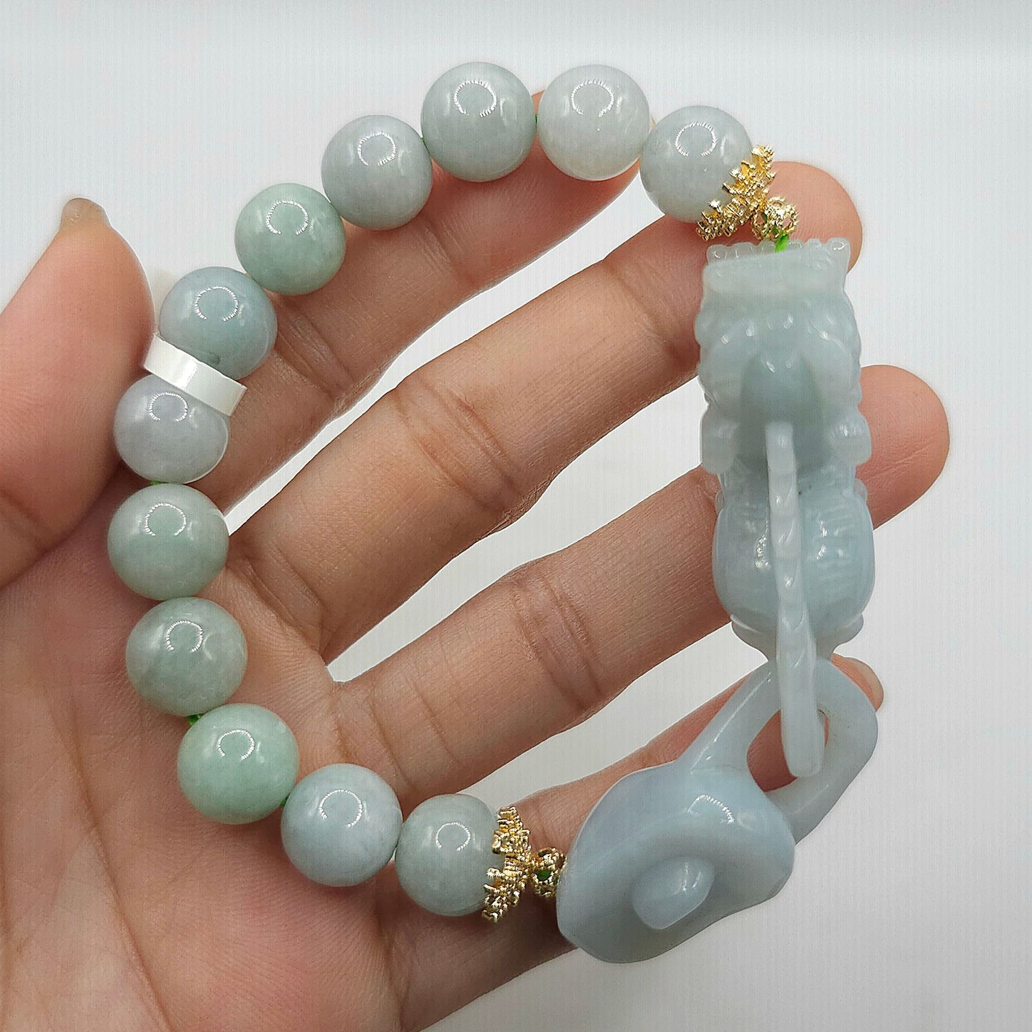 Natural Icy Burma Jade with Dragon Pixiu