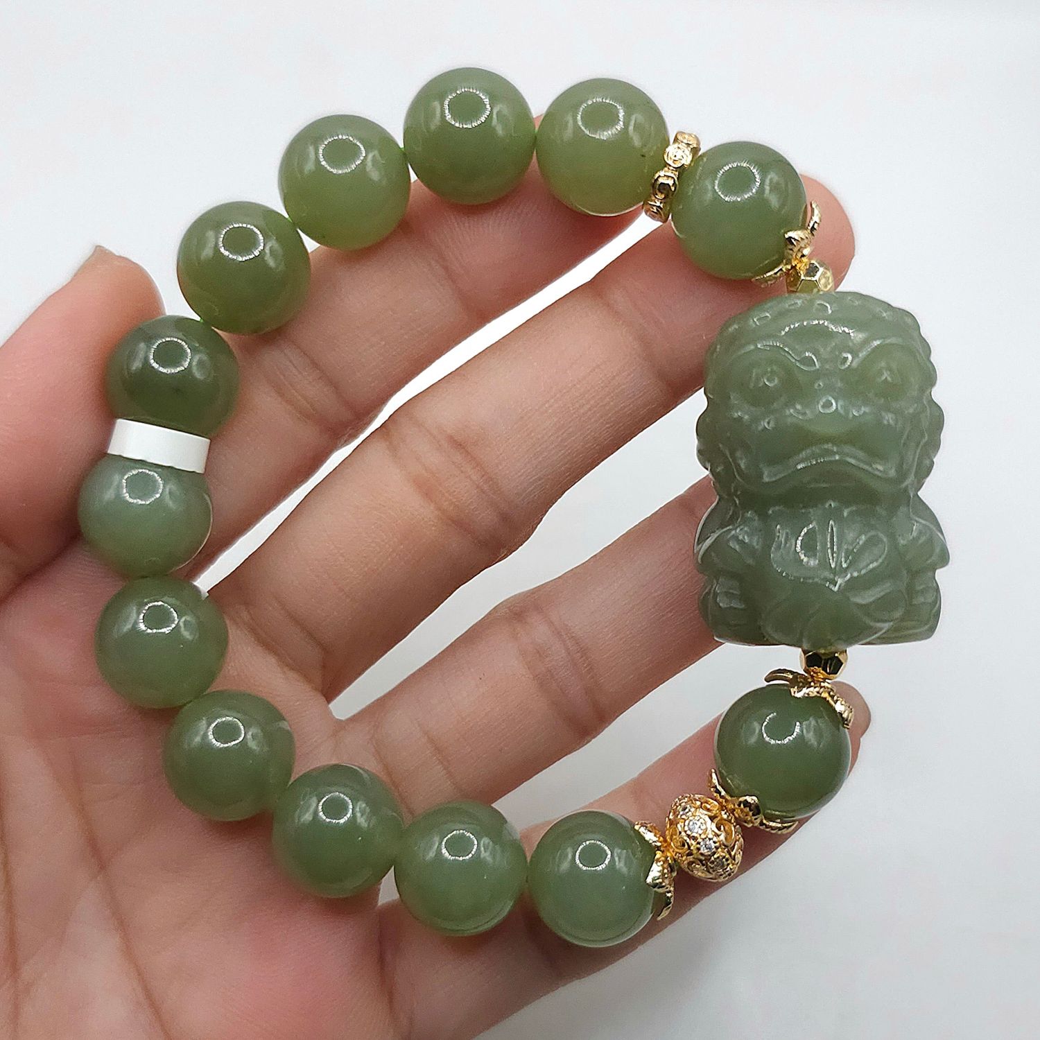 Natural Hetian Jade with Fu Dog