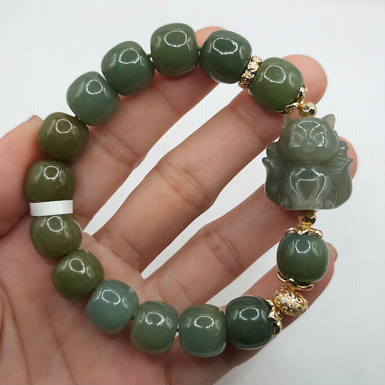 Natural Hetian Jade with 9 Tail Fox