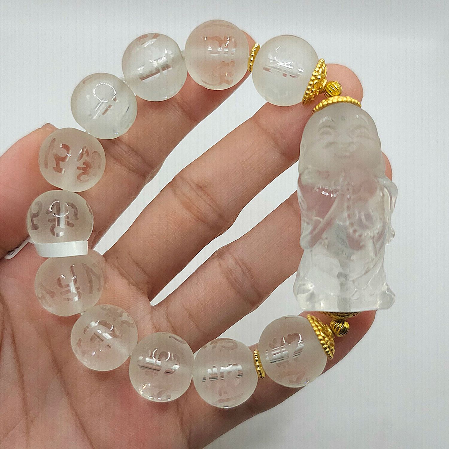 Natural Mantra Clear Quartz with Buddha