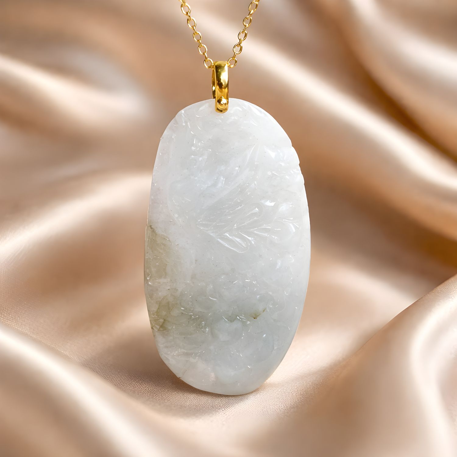 Natural Burma Ice Jade Phoenix Necklace