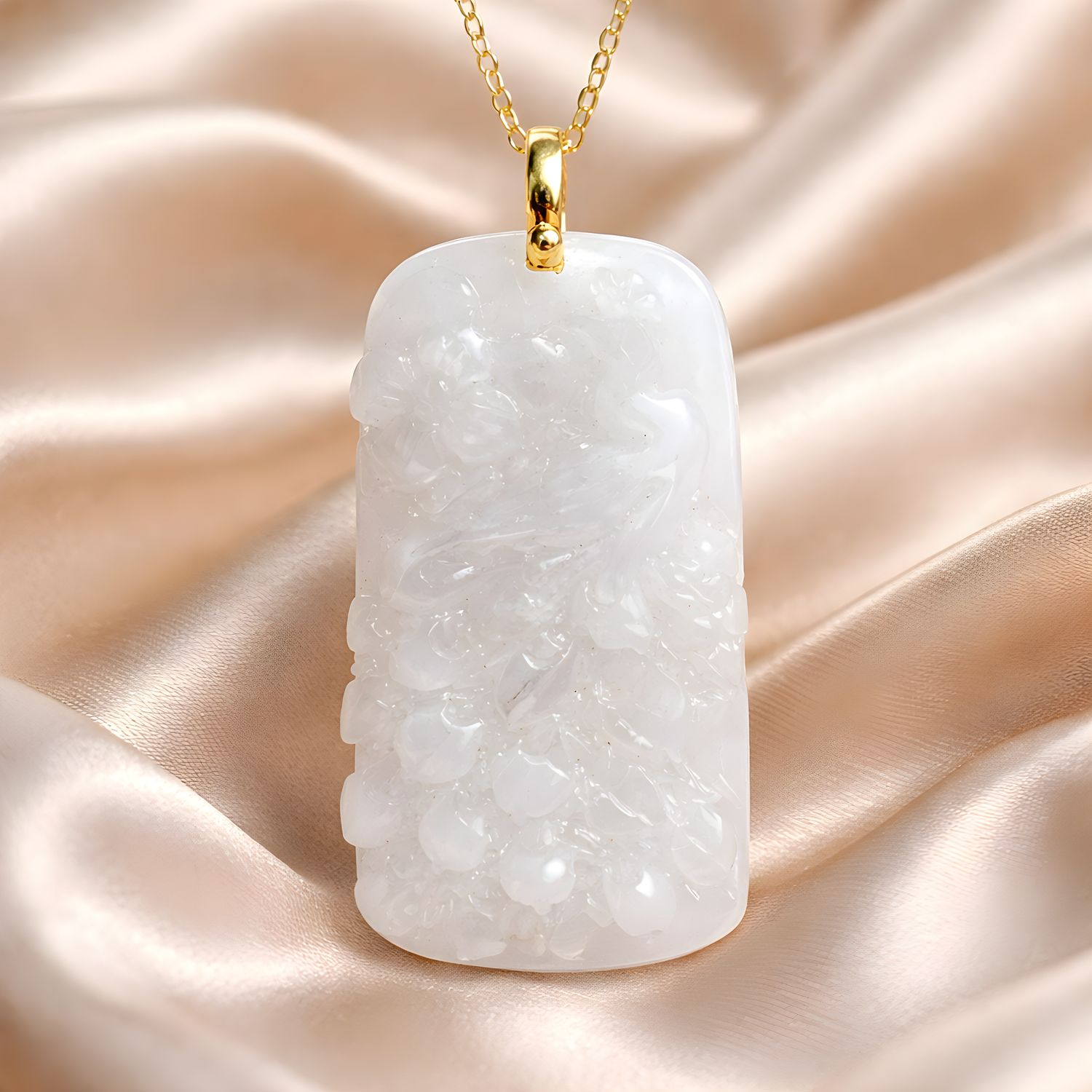 Natural Burma Ice Jade Phoenix Necklace