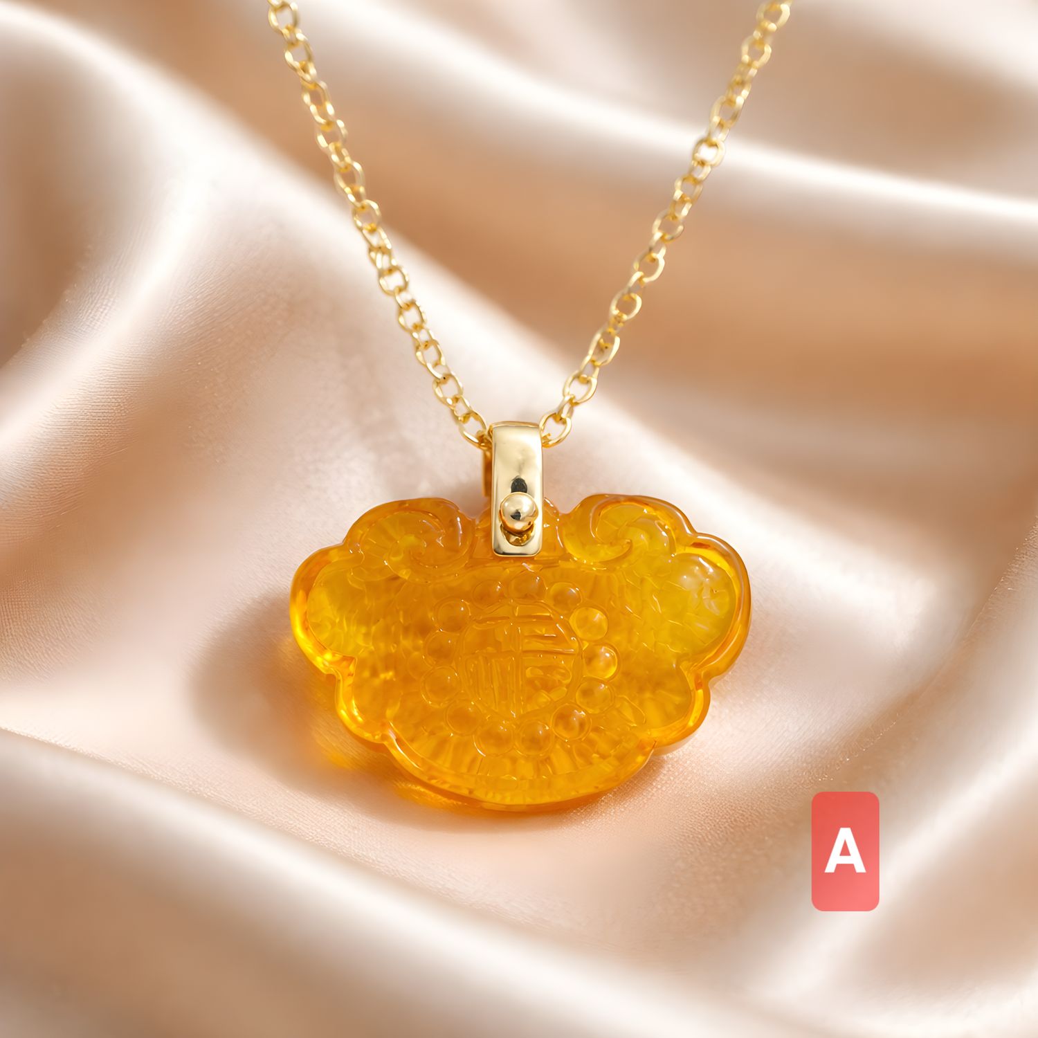 Natural Amber Ruyi Necklace