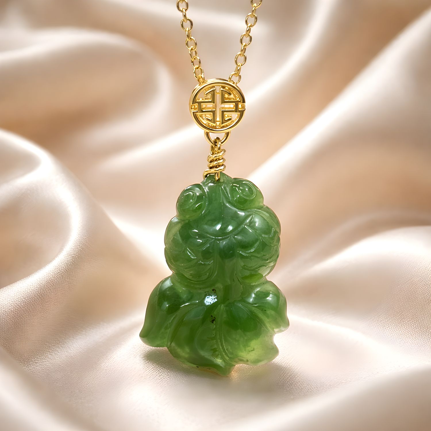 Natural Hetian Jade Koi Fish Necklace