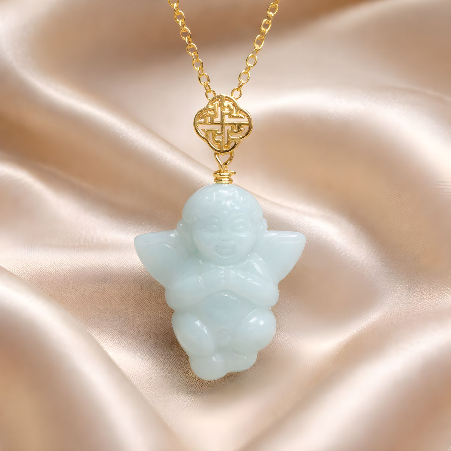 Natural Burma Jade Angel Necklace