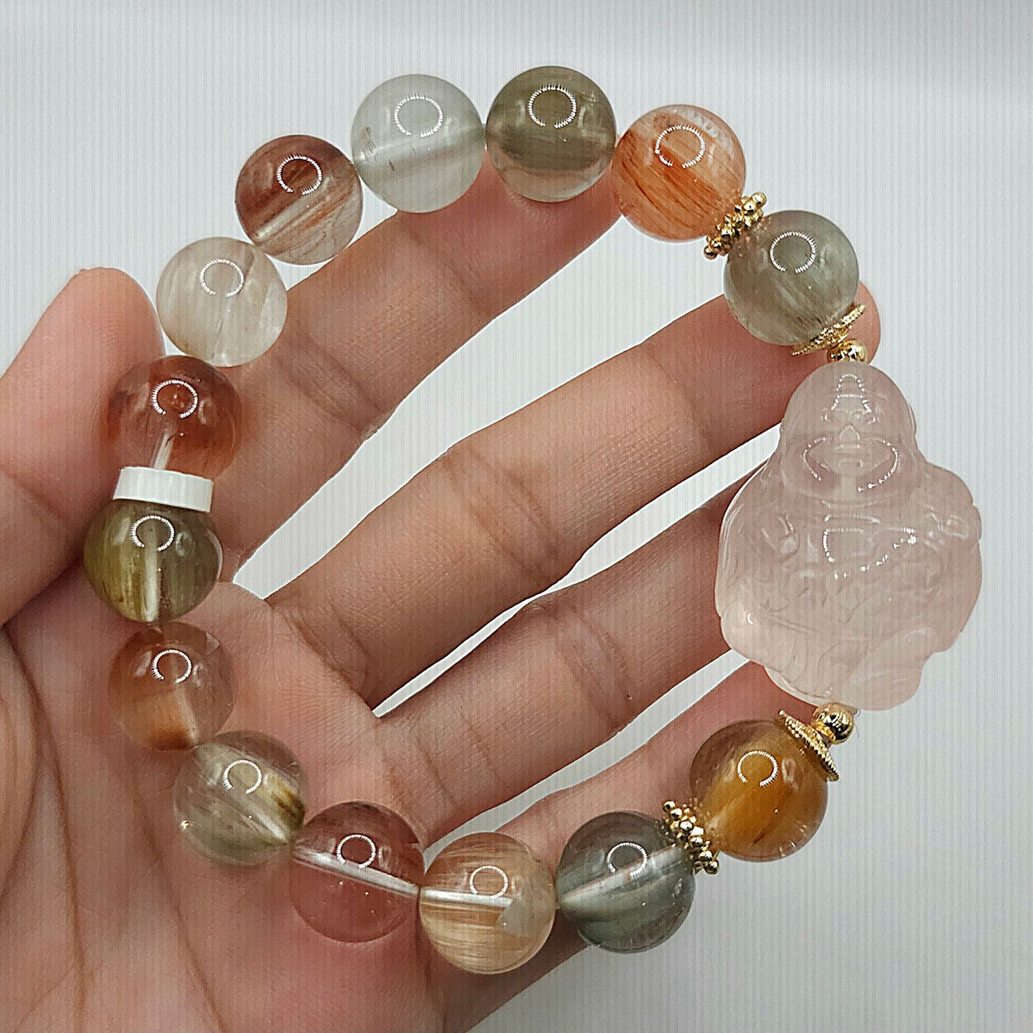 Natural Hair Rabbit x Buddha Rose Quartz