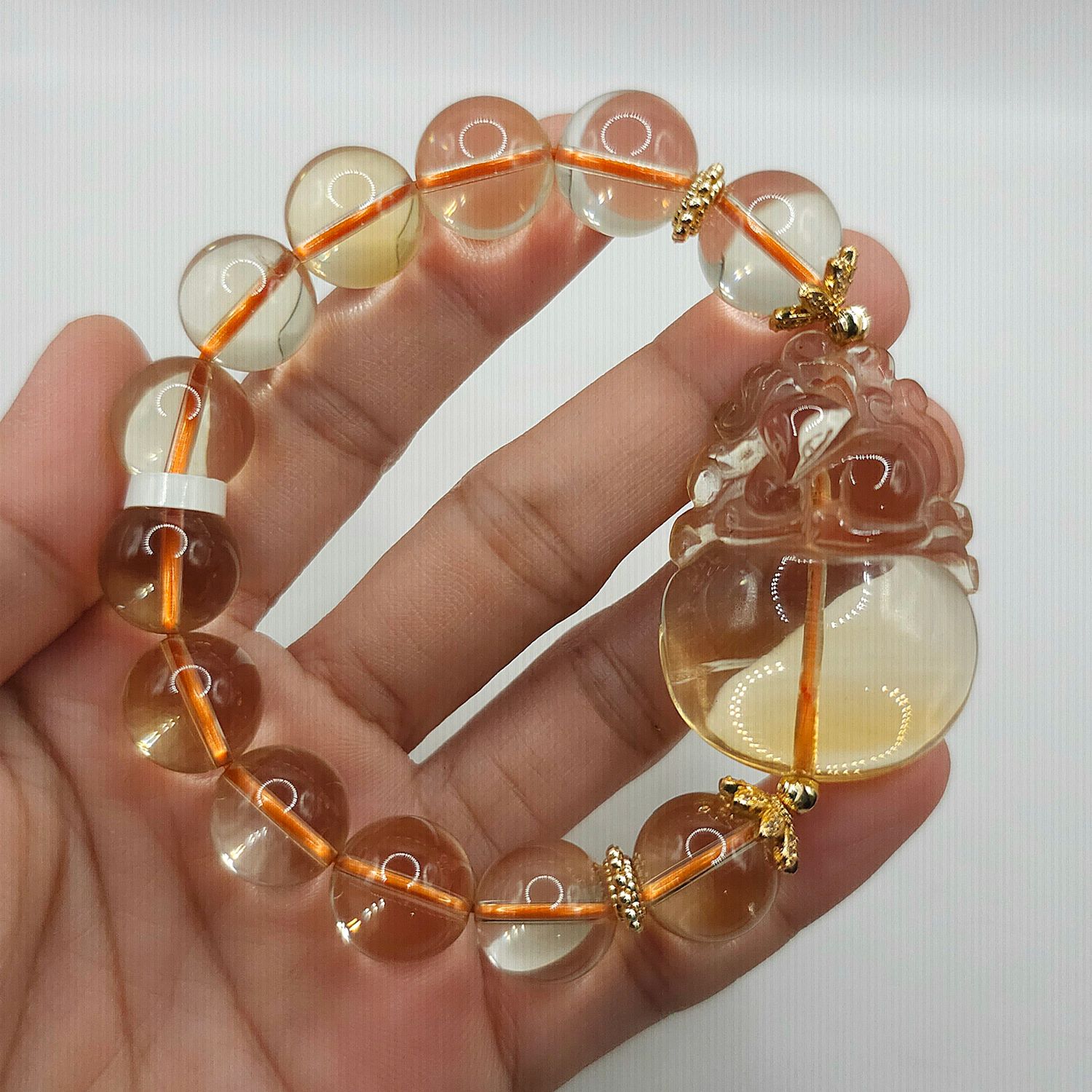 Natural Citrine with 9 Tail Fox in Wu Lu