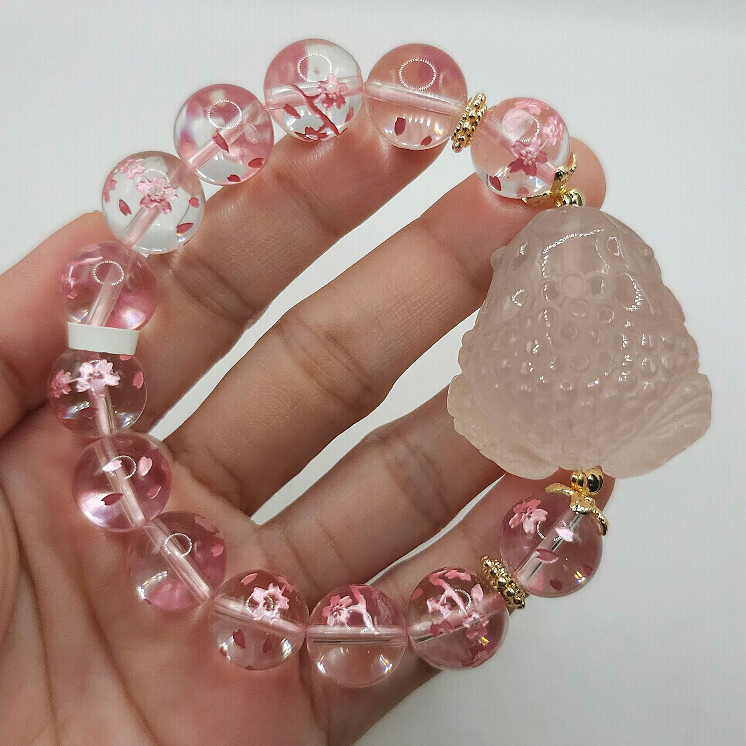 Natural Sakura Clear Quartz x Toad Rose Quartz