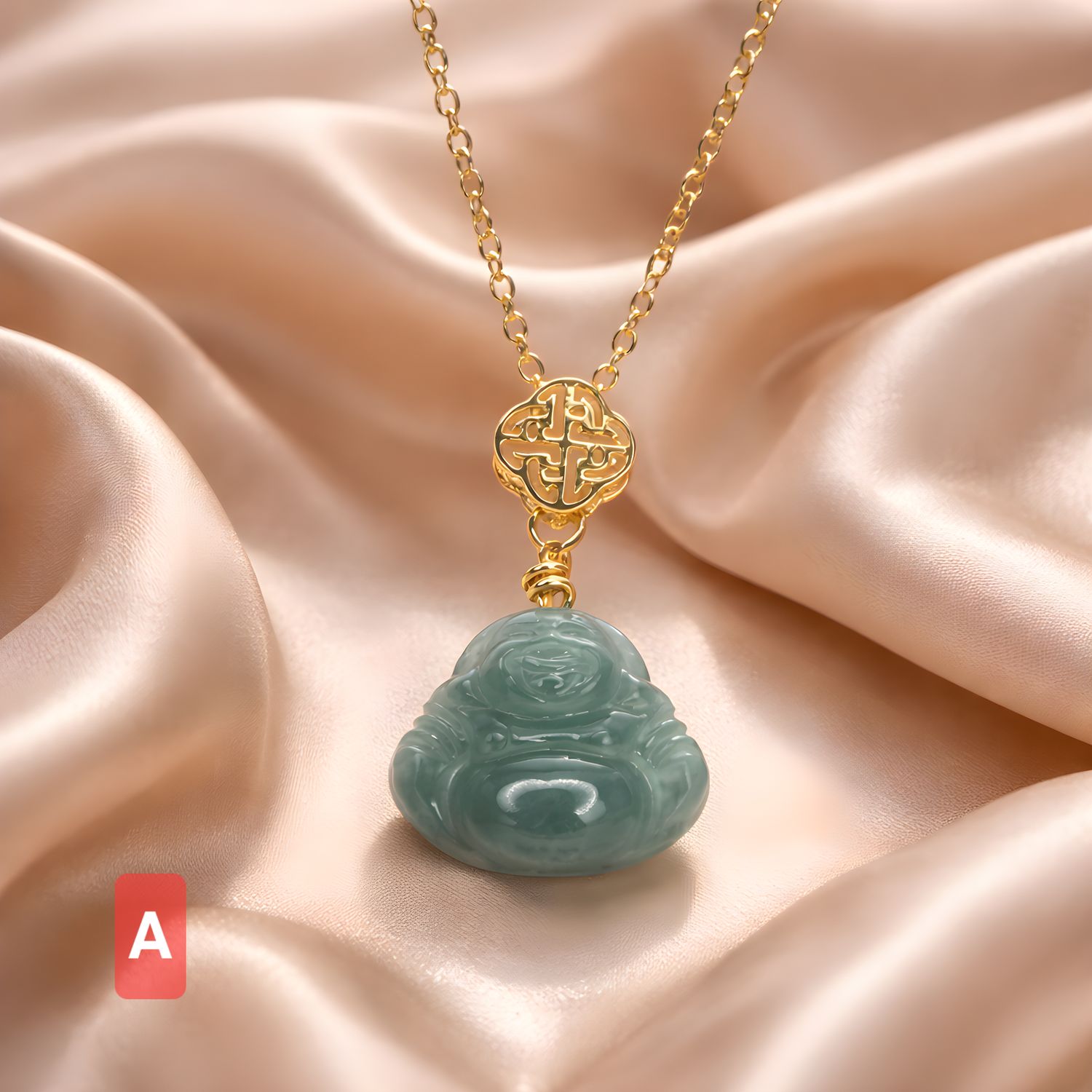 Natural Blue Water Buddha Necklace