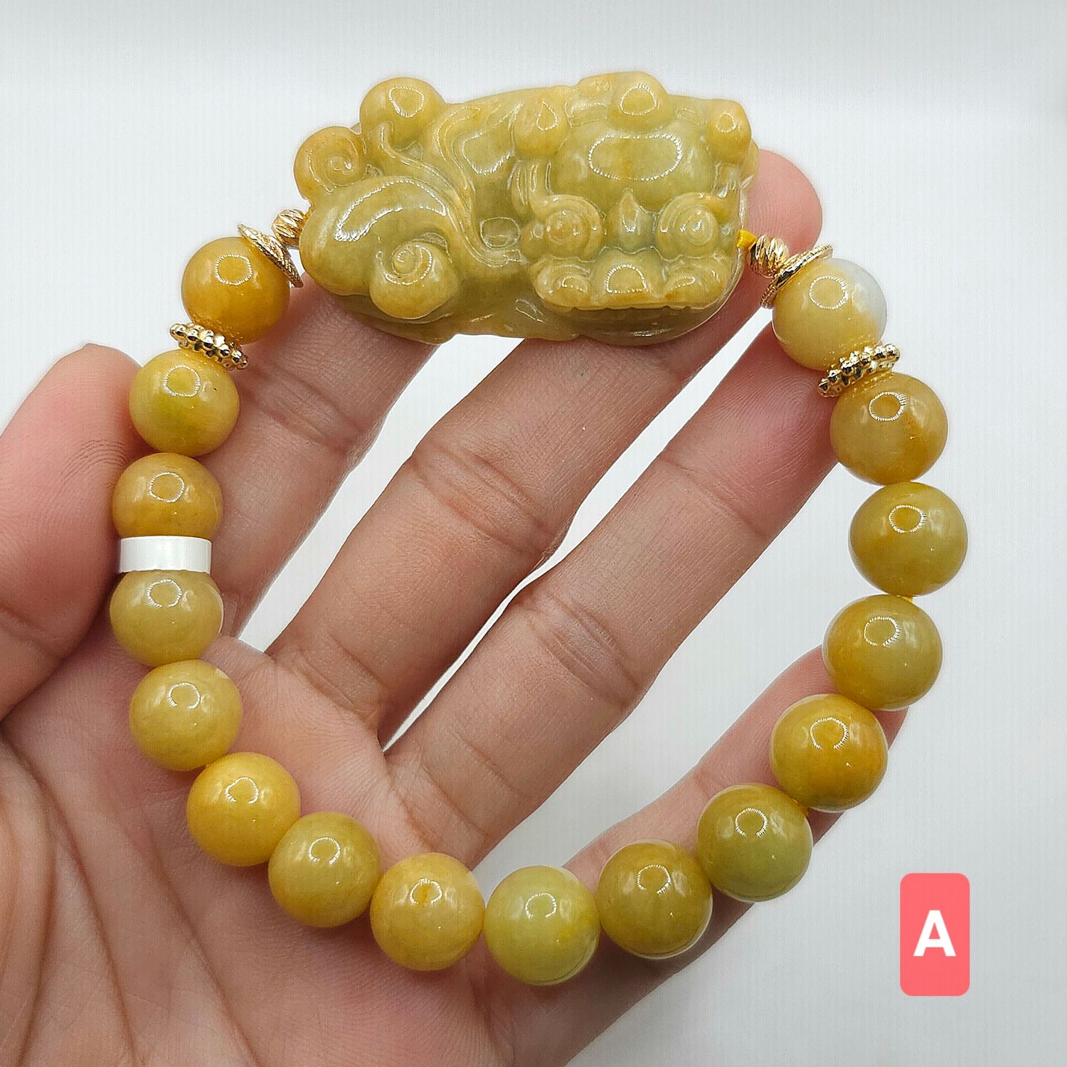 Natural Yellow Burma Jade with Pixiu