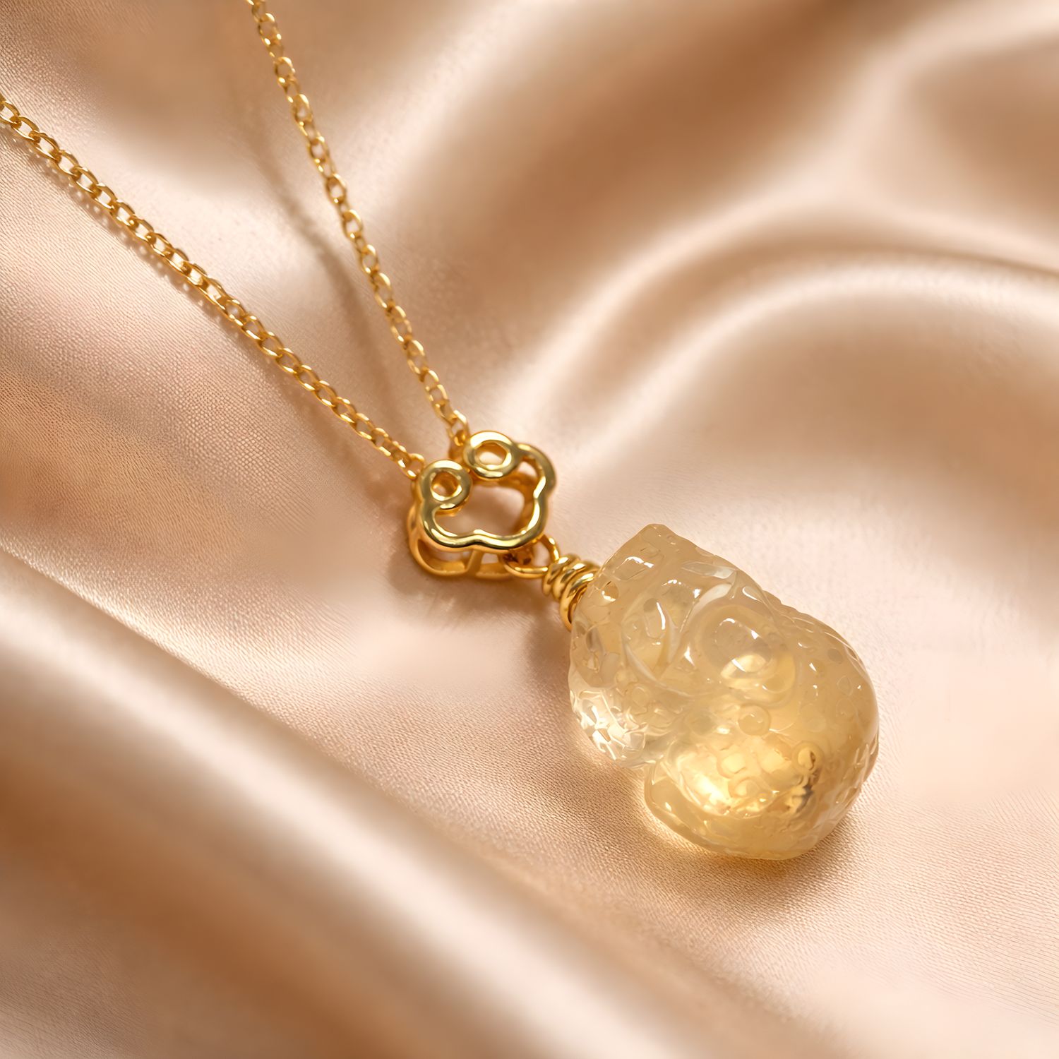 Natural Citrine Pixiu Necklace