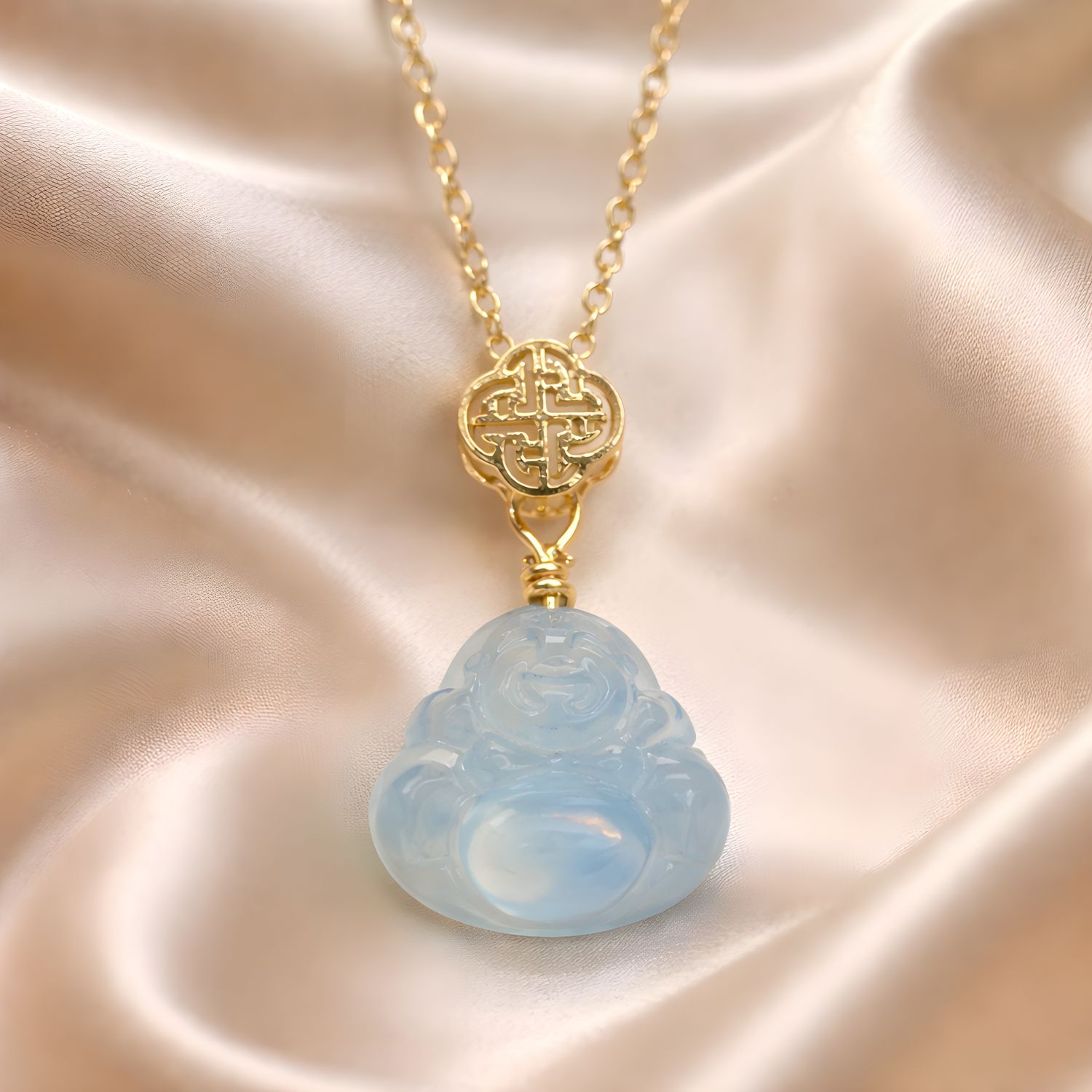 Natural Aquamrine Buddha Necklace