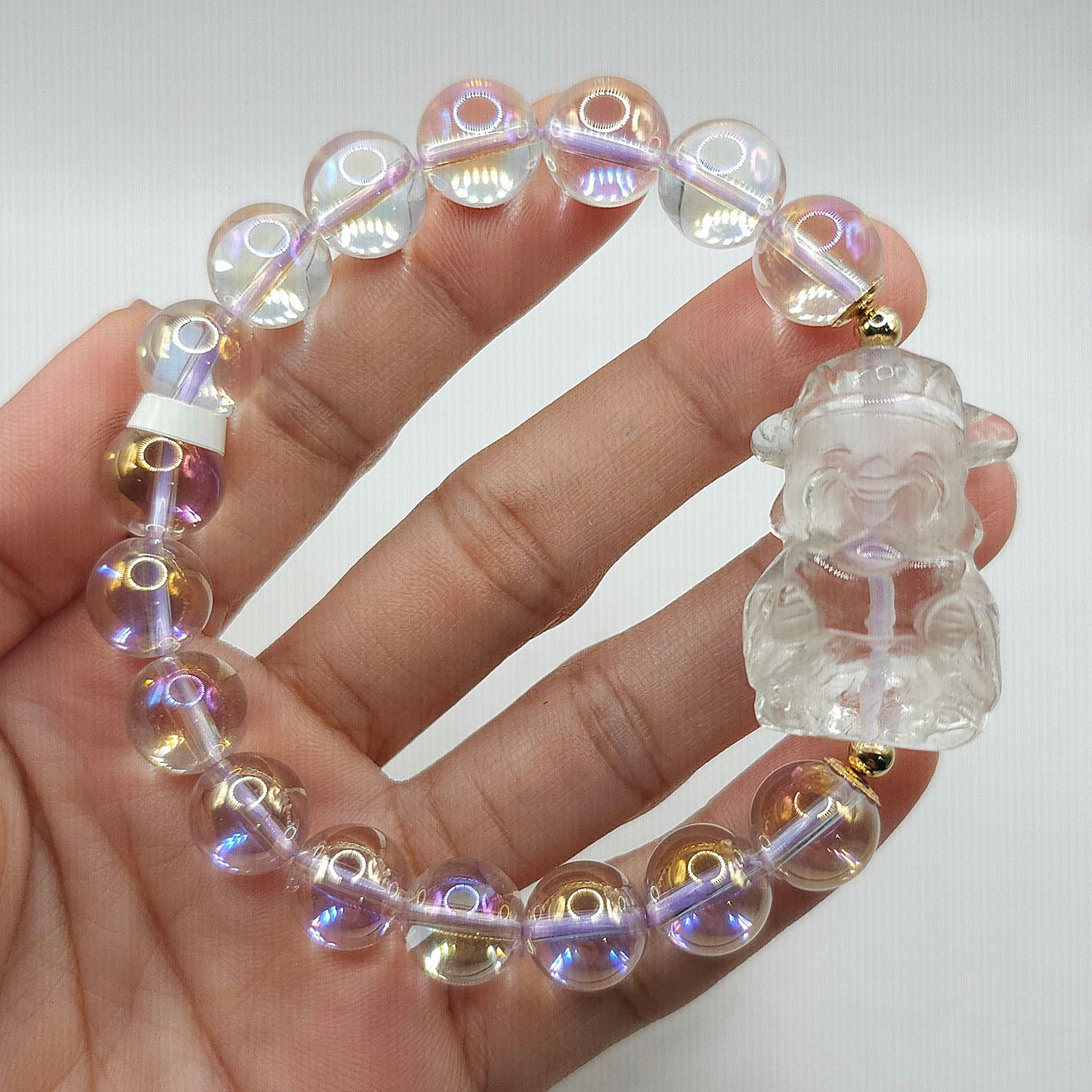 Natural Aura Quartz with God of Wealth