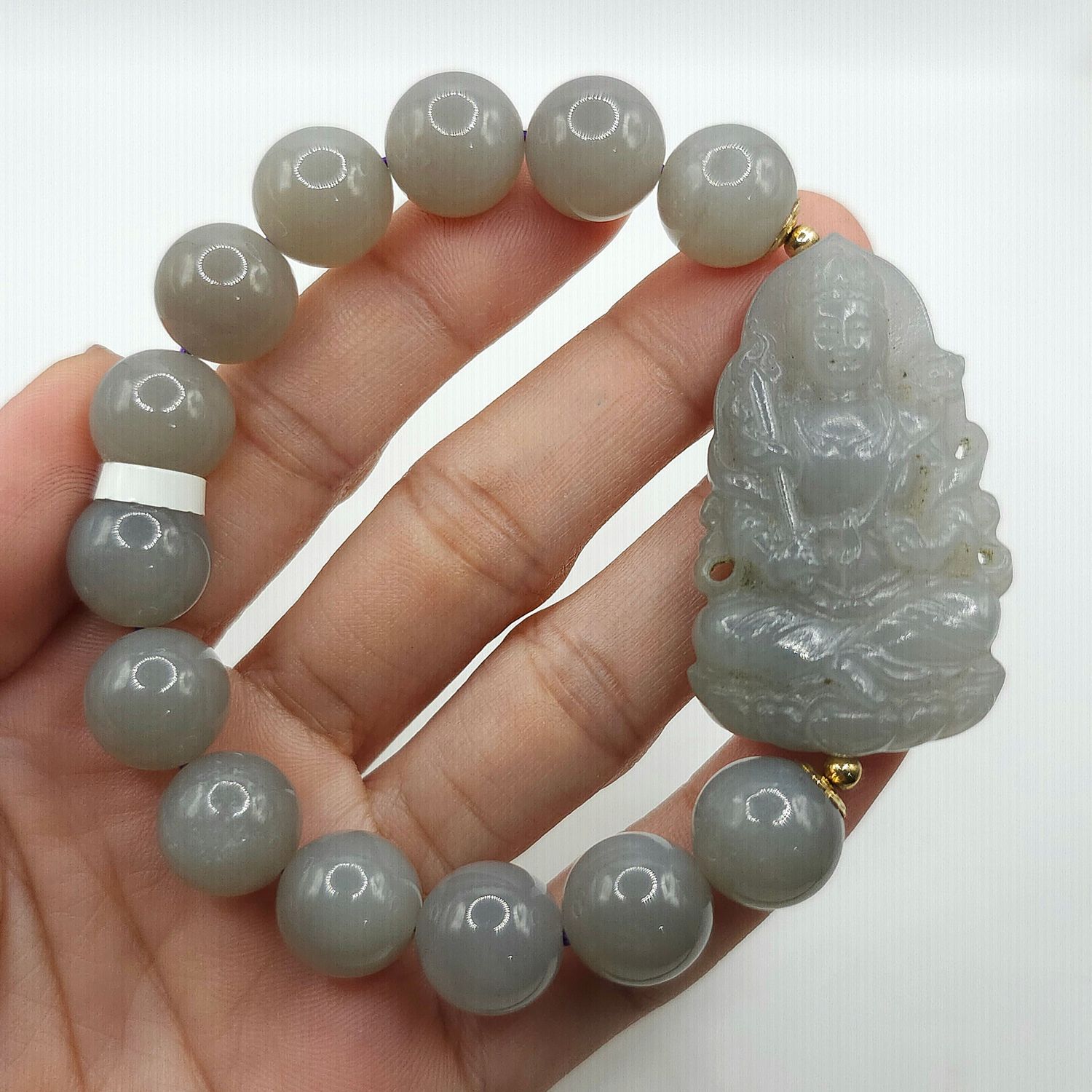 Natural Purpla Burma Jade with Guanyin