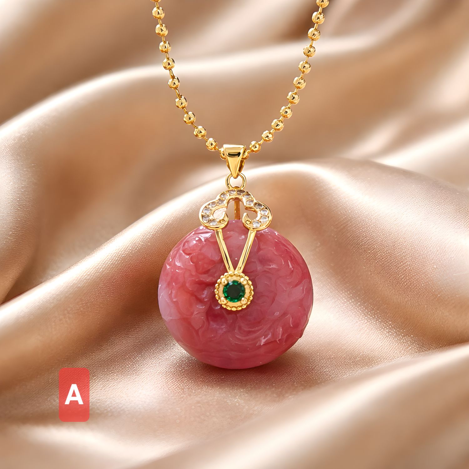 Natural Yan Yuan Agate Lotus Necklace