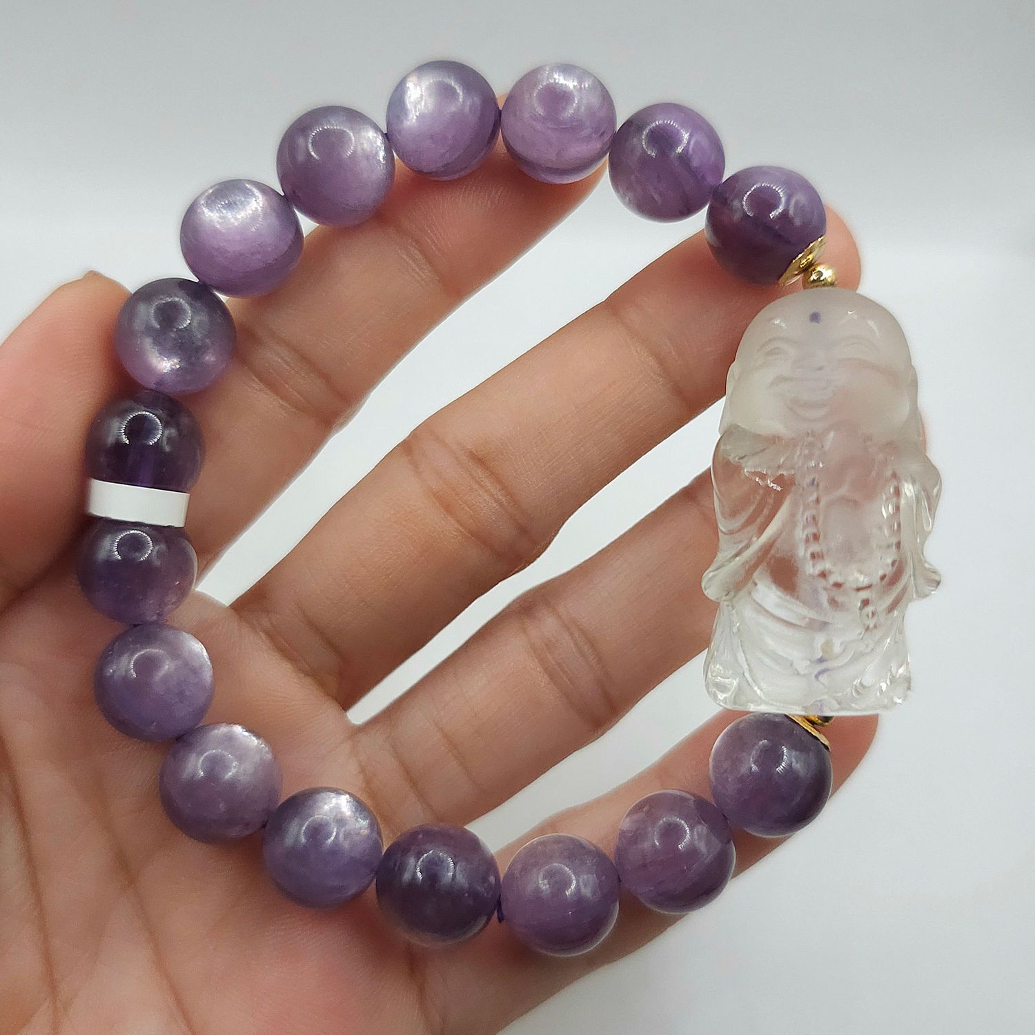 Natural Purple Lepidolite Mica x Buddha Clear Quartz