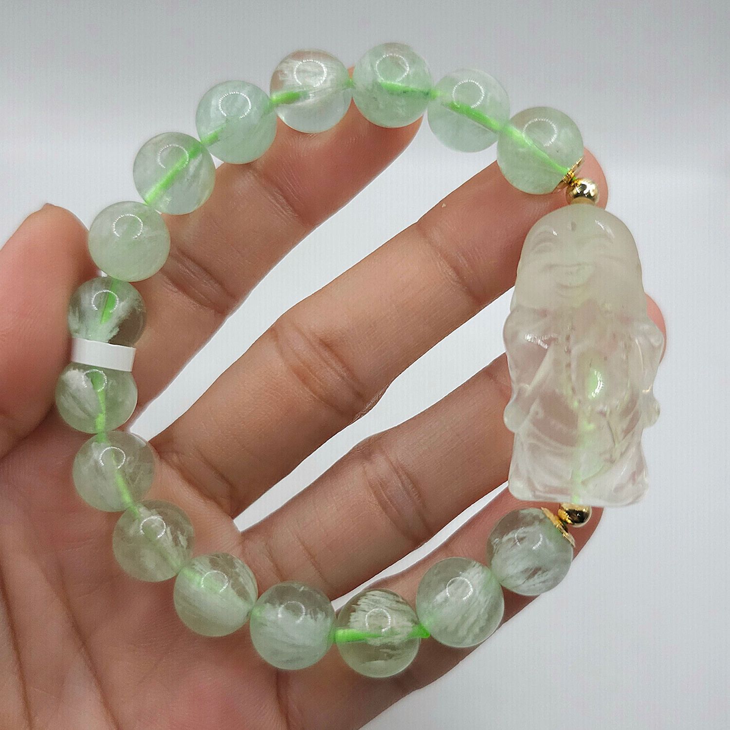 Natural Feather Flourite x Buddha Clear Quartz