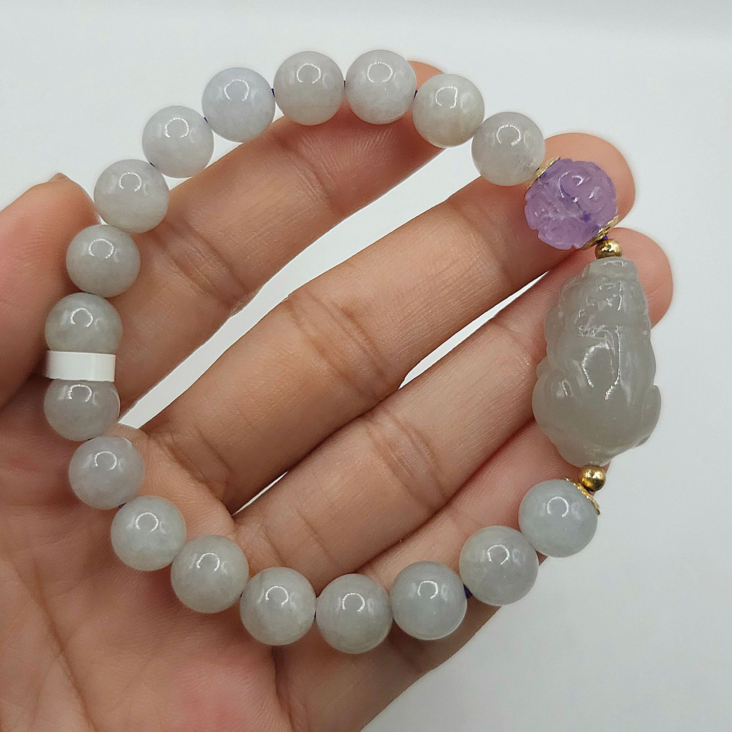 Natural Purple Burma Jade with Pixiu x Lucky Turn Amethyst