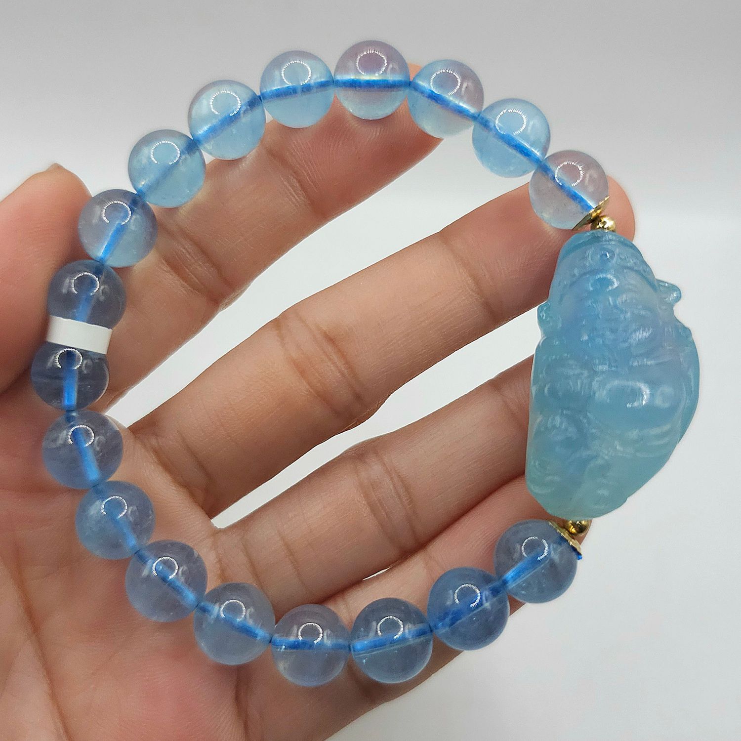 Natural Aquamarine with God of Wealth