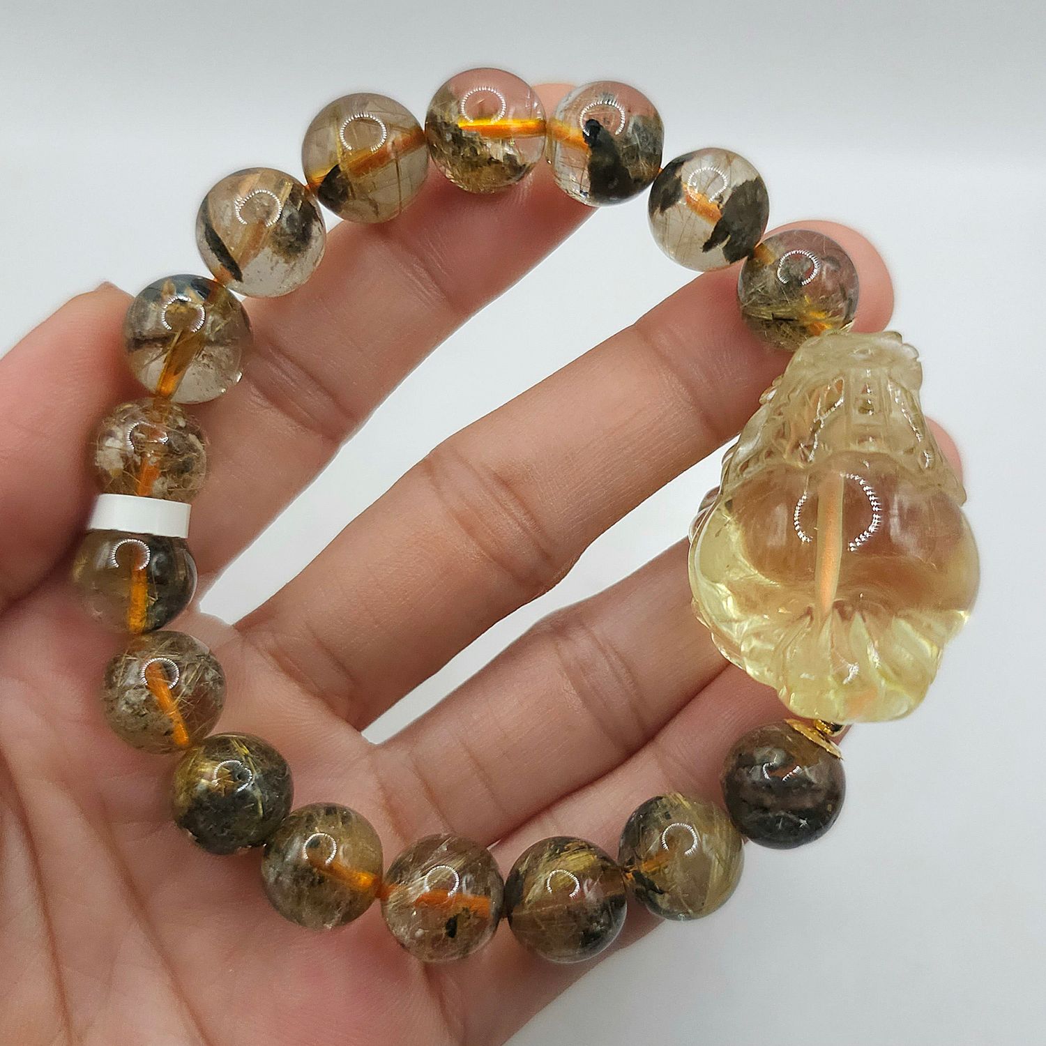 Natural Titanium Golden Ruti x Dragon Pixiu Citrine
