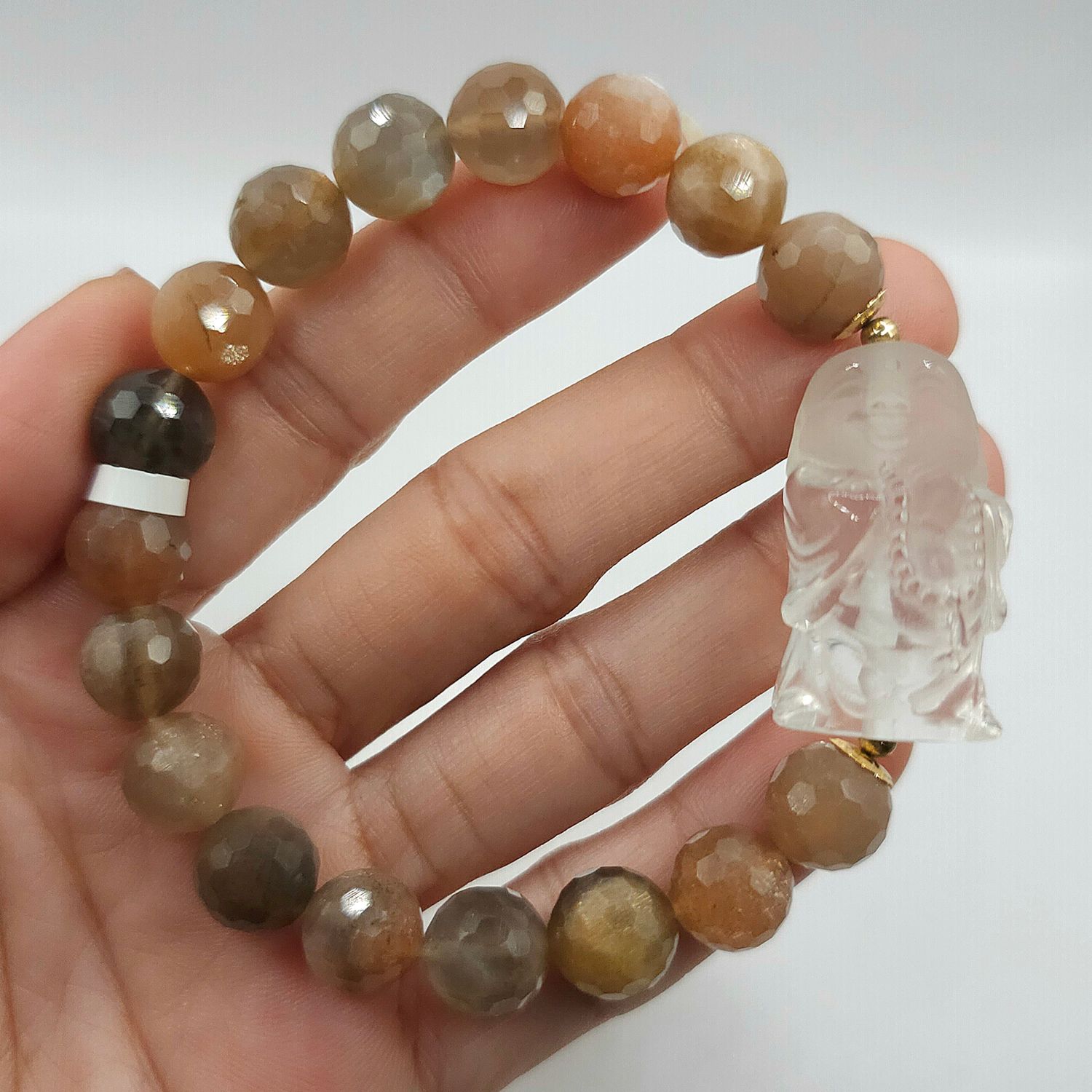 Natural Golden Black Sunstone x Buddha Clear Quartz