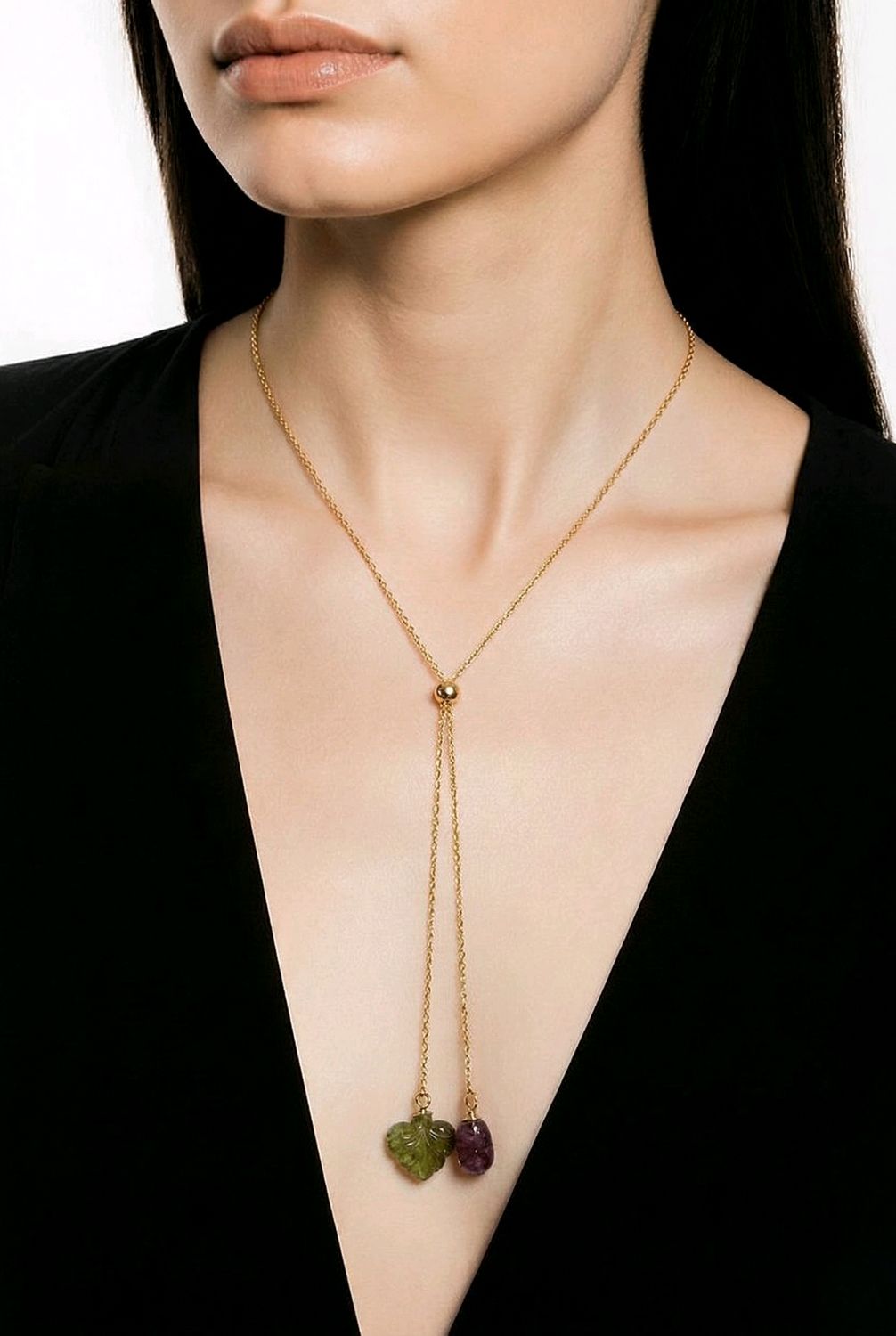 Natural Ruyi &amp; Pixiu Tourmaline Necklace