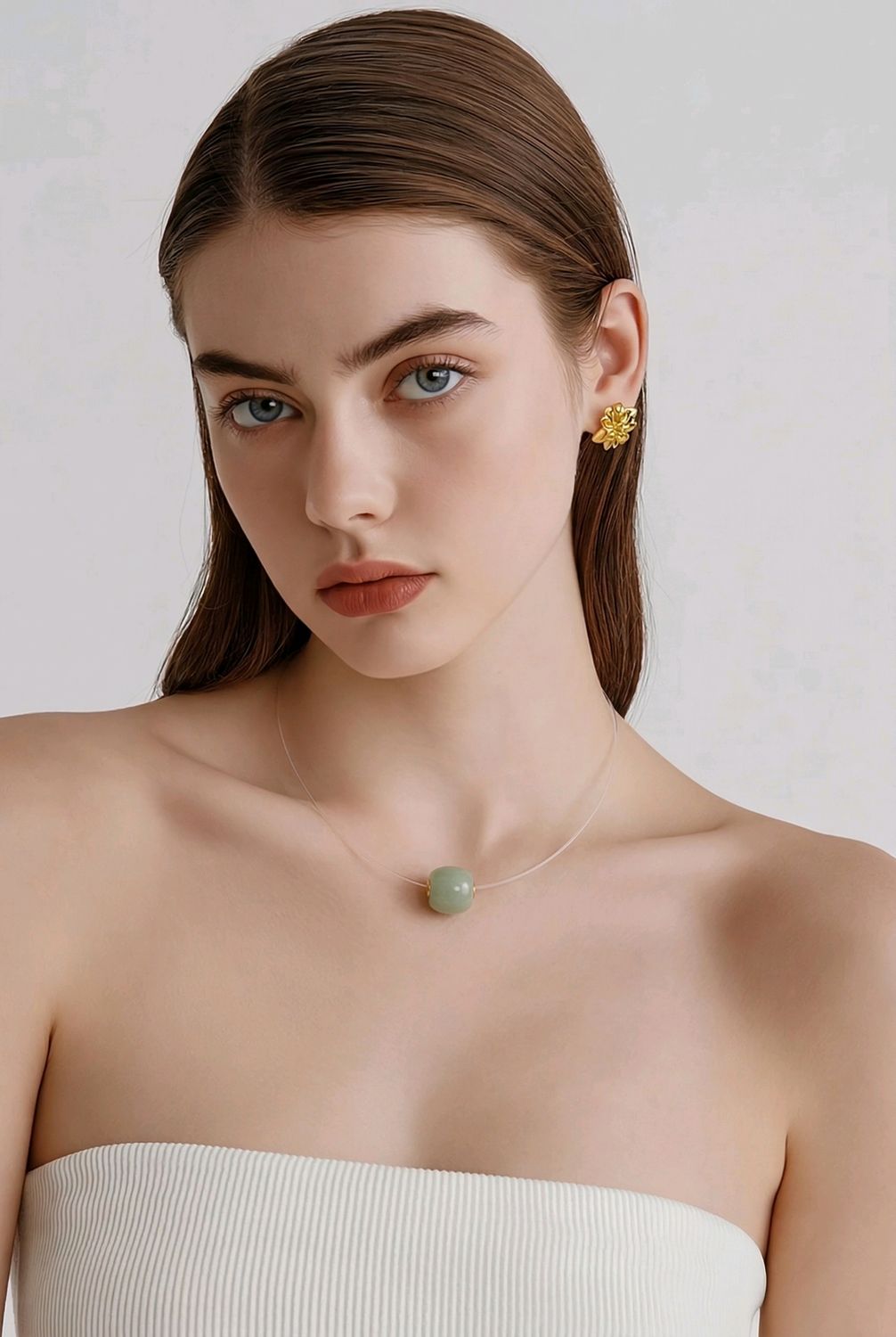 Natural Hetian Jade Necklace 18k