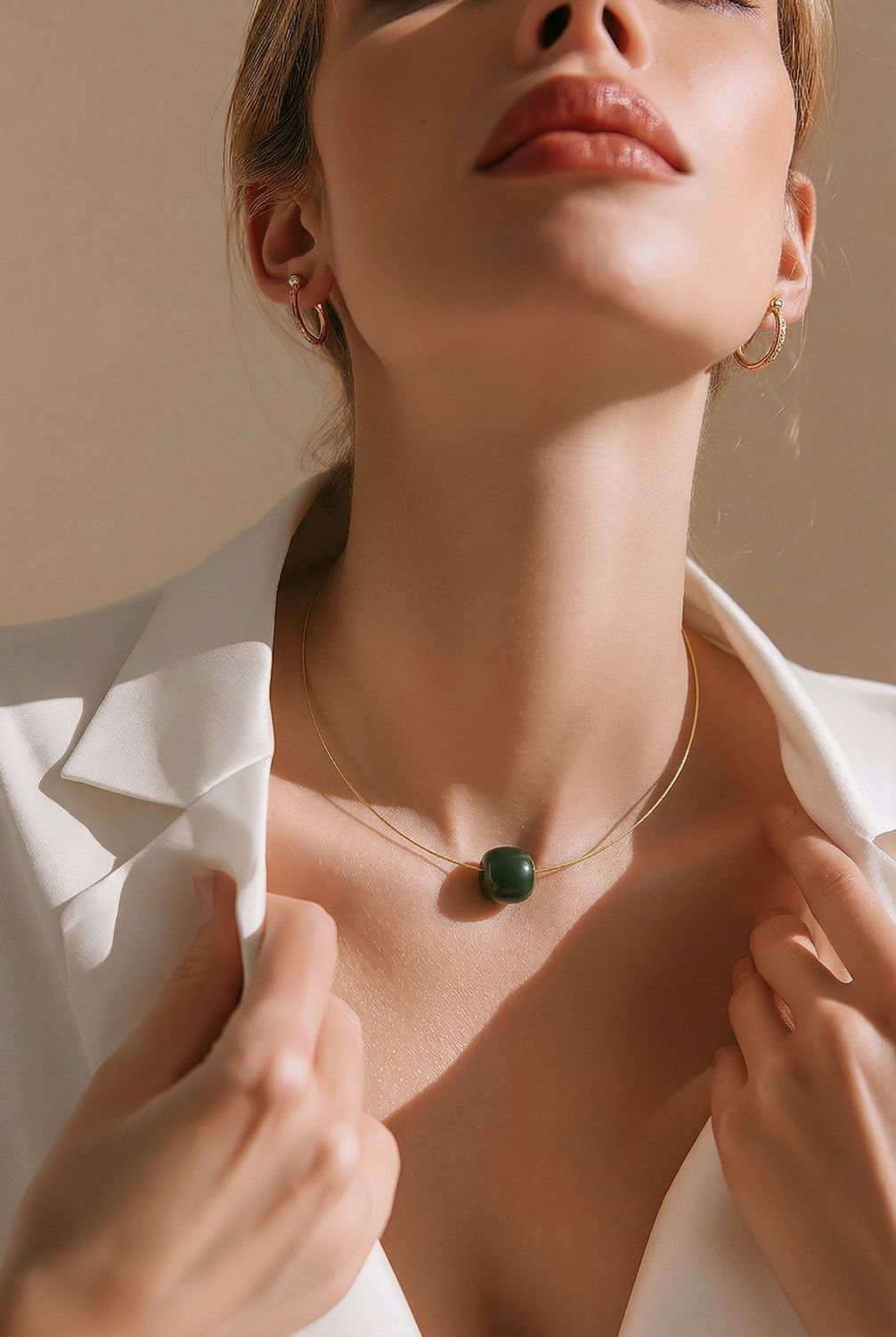 Natural Hetian Jade Necklace 18k