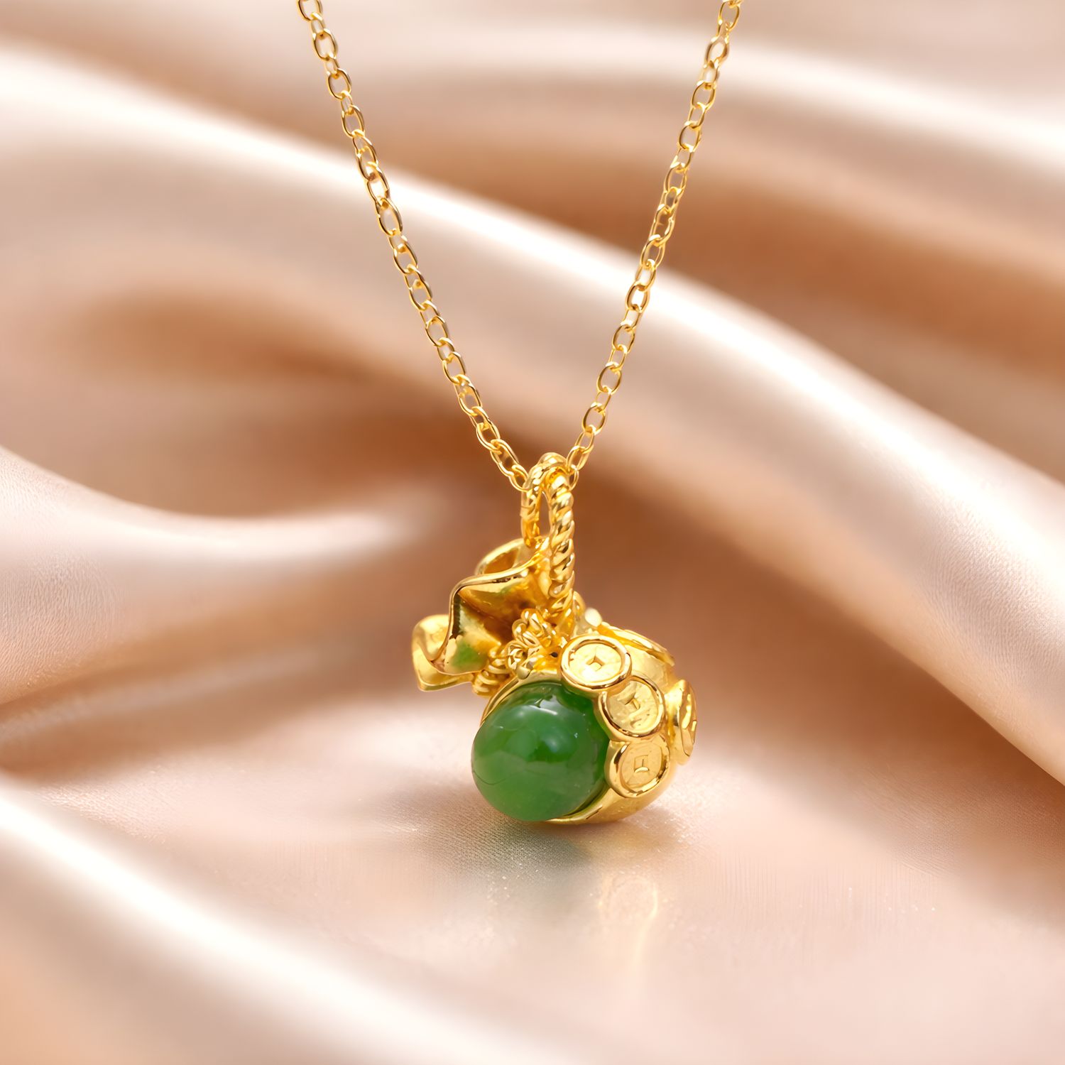 Natural Hetian Jade Money Bag Necklace