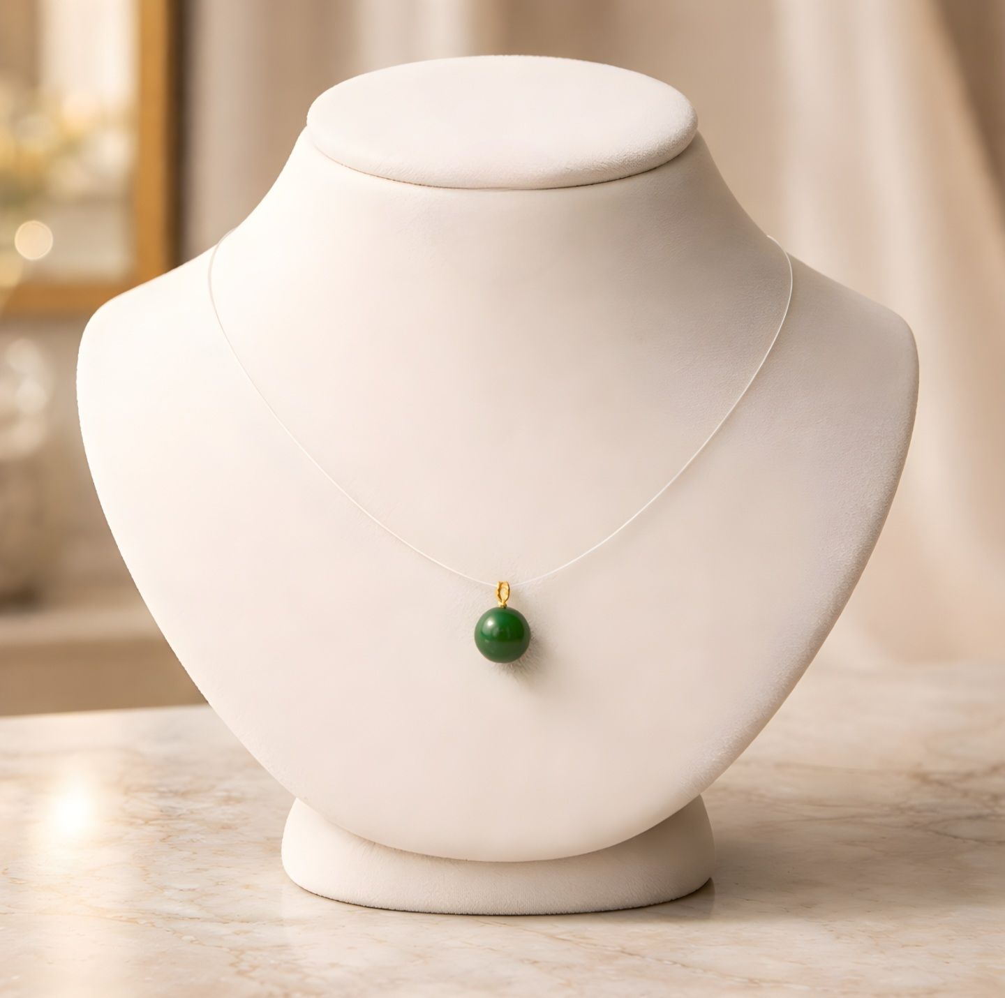 Natural Hetian Jade Necklace 18k