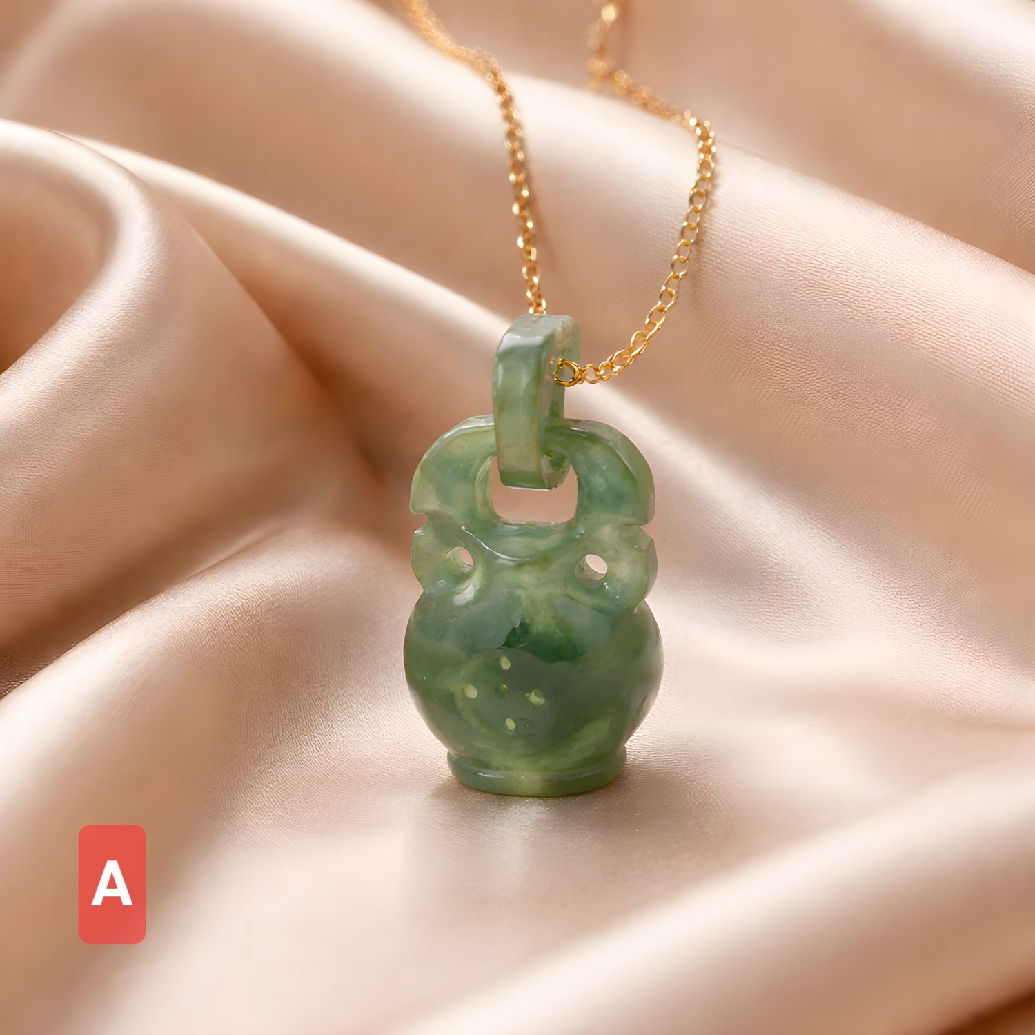 Natural Blue Water Jade Wu Lu Necklace