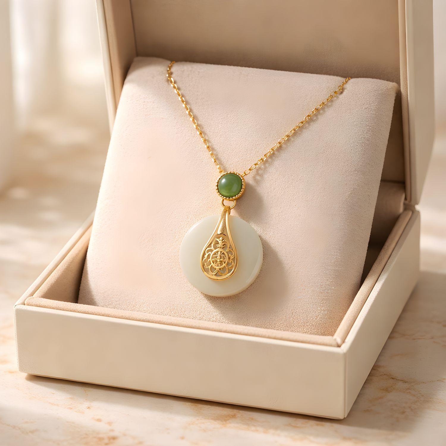 Natural Hetian Jade Necklace