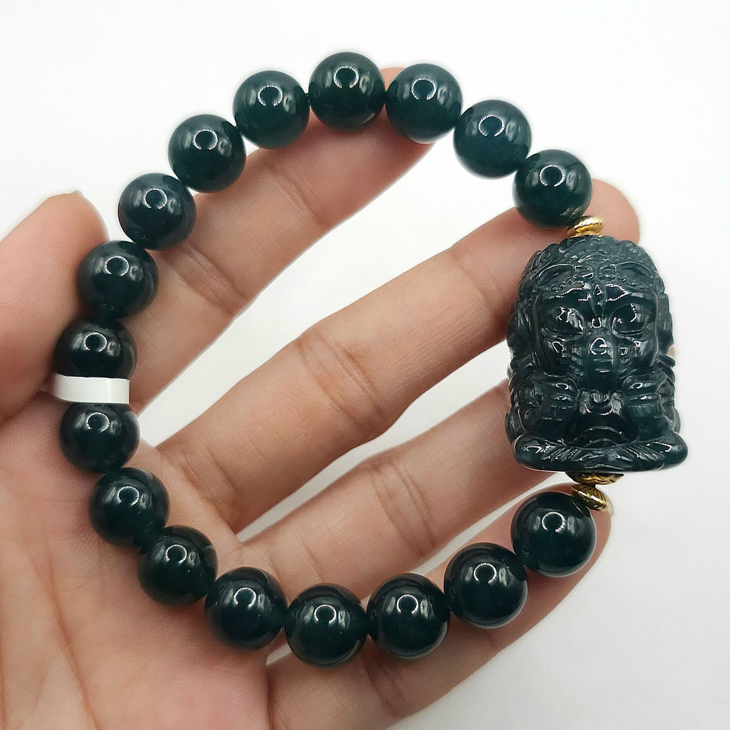 Natural Blue Water Jade with Ganesha