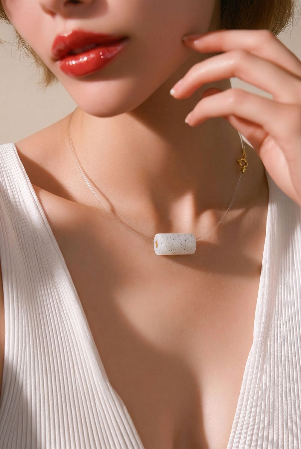 Natural Lucky Turn Blue Moonstone Floating Necklace - 18k