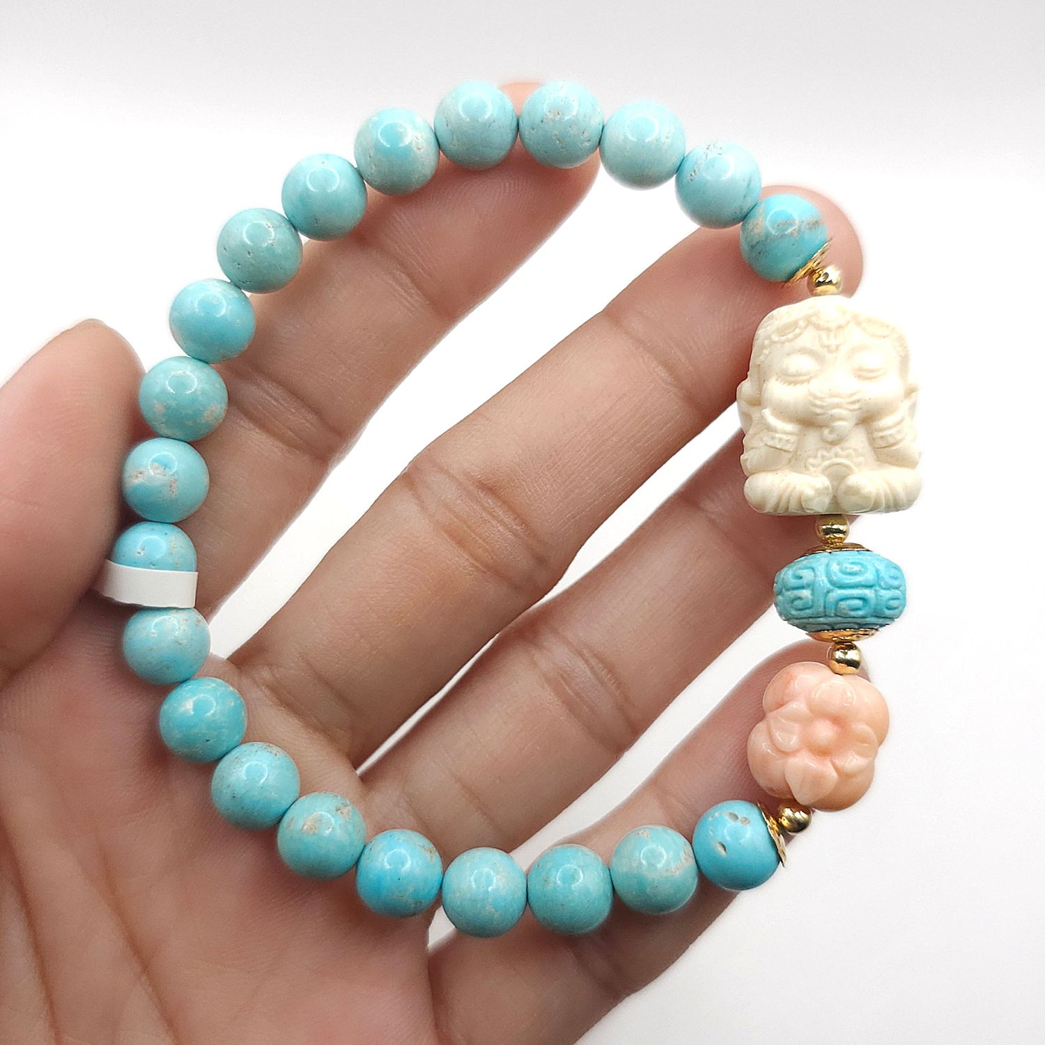 Natural Turquoise x Ganesha Ivory Mammoth x Flower Coral