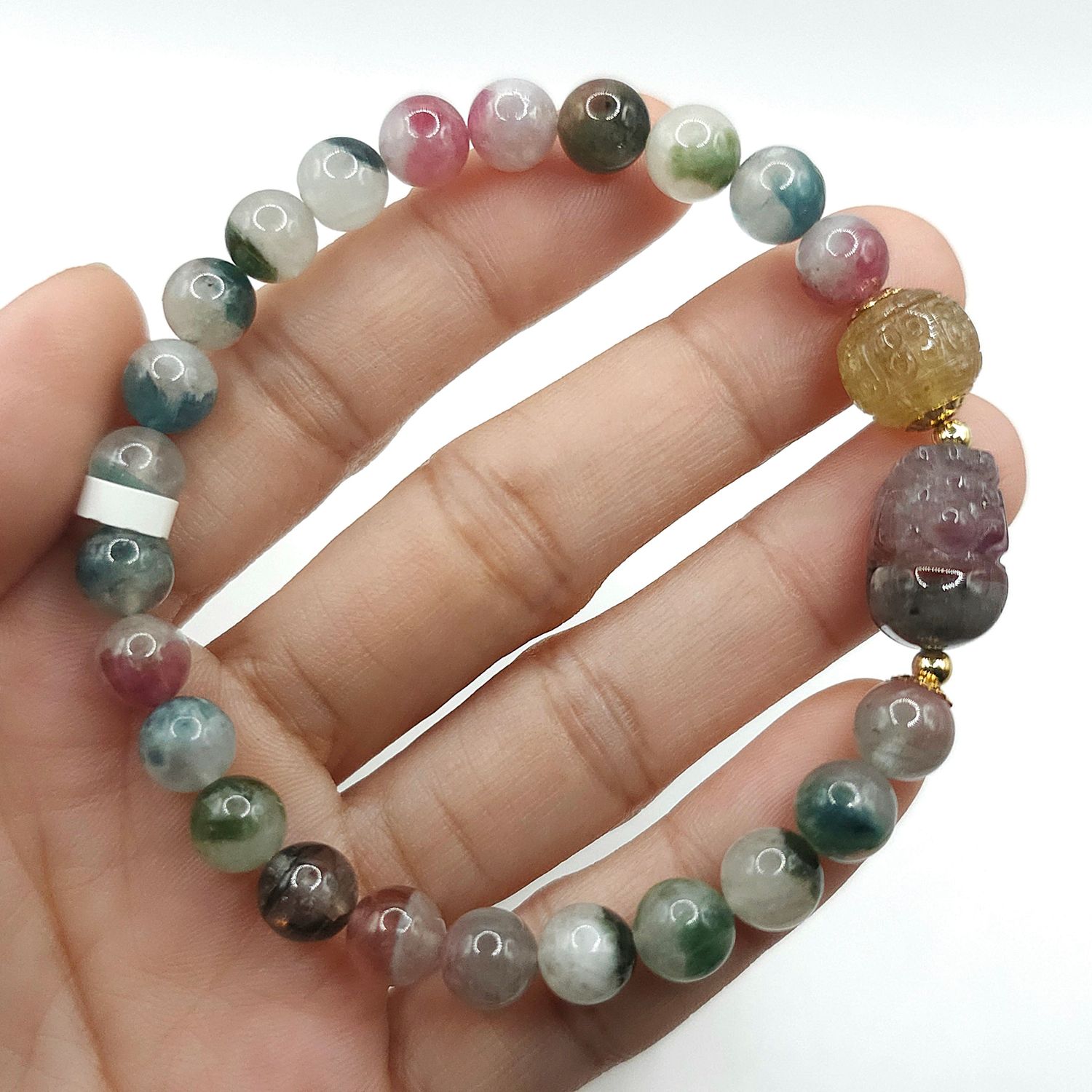 Natural Tourmaline with Pixiu &amp; Lucky Turn