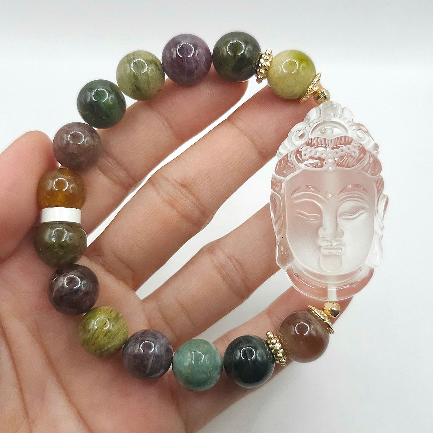 Natural Cat Eye Tourmaline x Guanyin Clear Quartz
