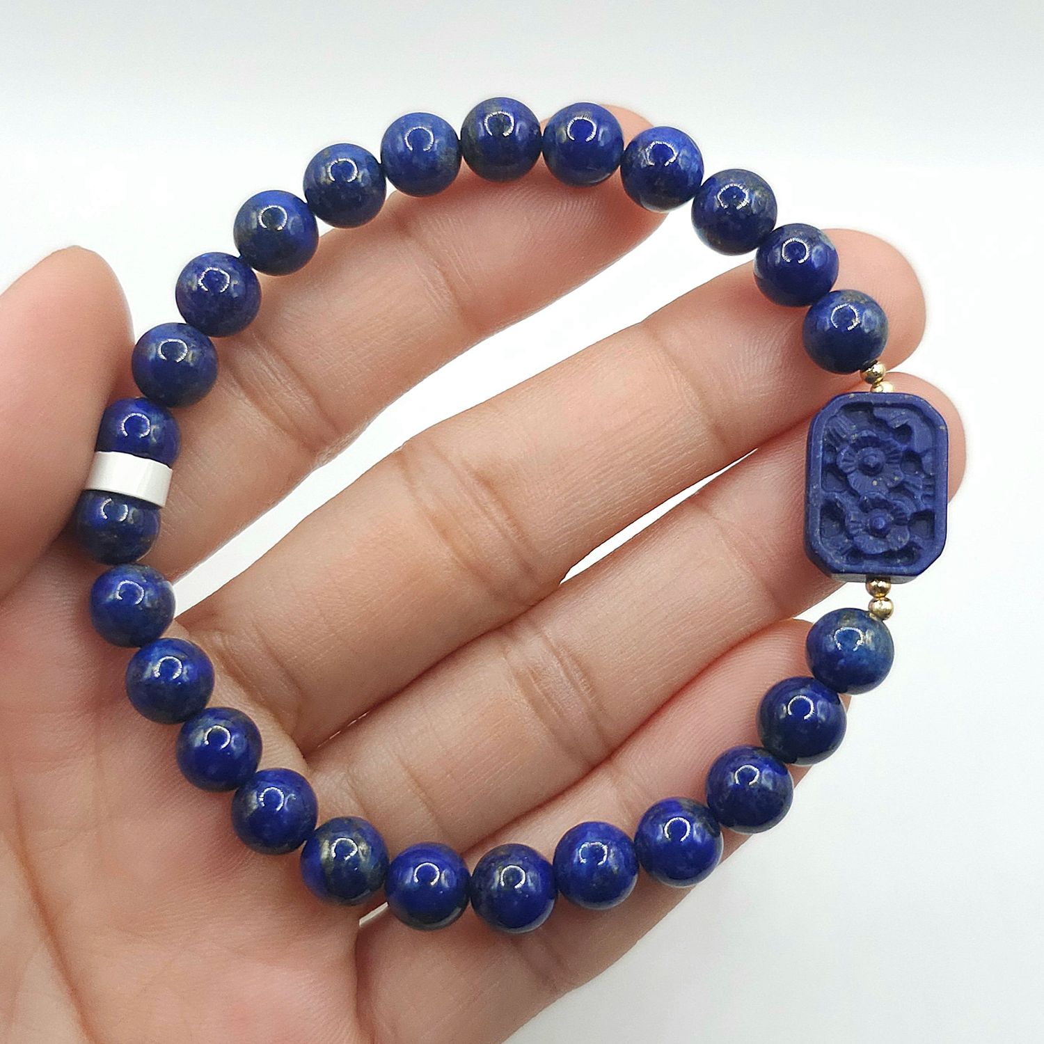 Natural Lapis Lazuli with Flower