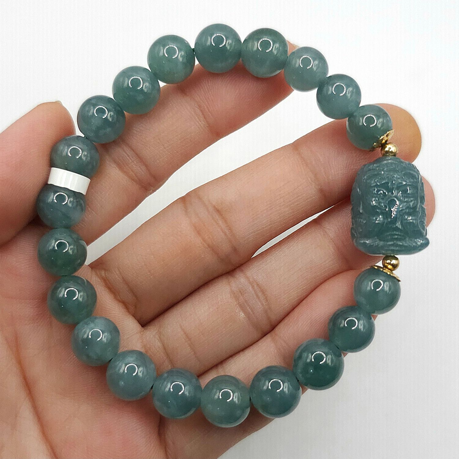 Natural Blue Water Jade with Ganesha