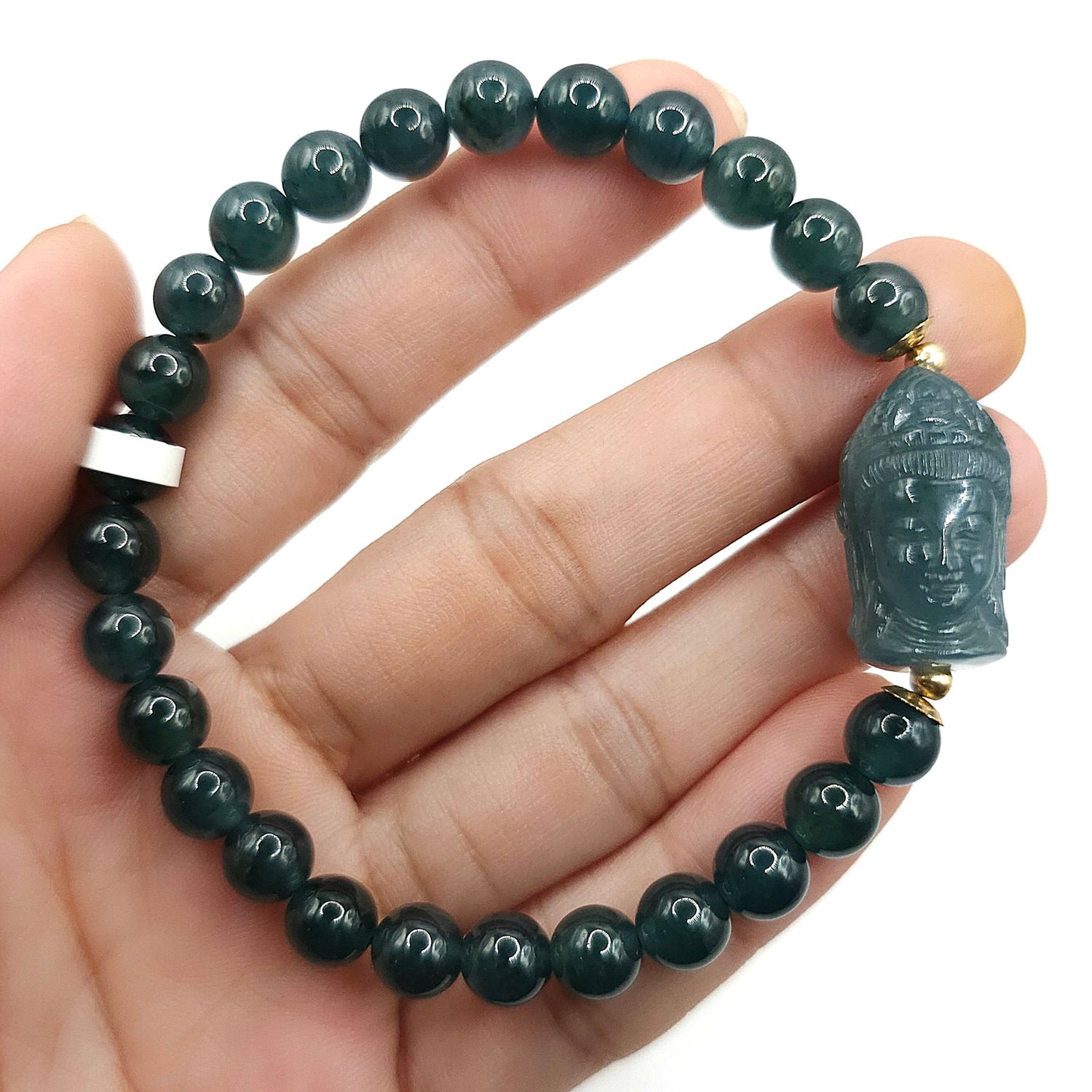 Natural Blue Water Jade with Guanyin Double Face