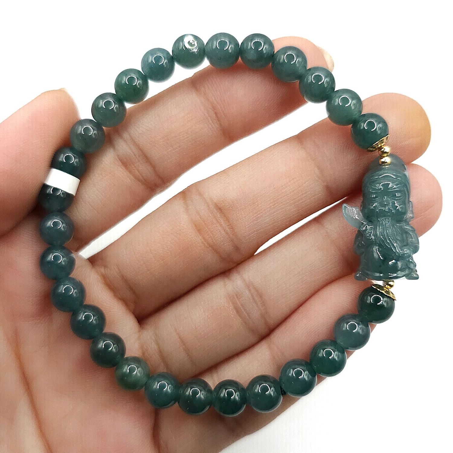 Natural Blue Water Jade with Guan Gong God of Wealth