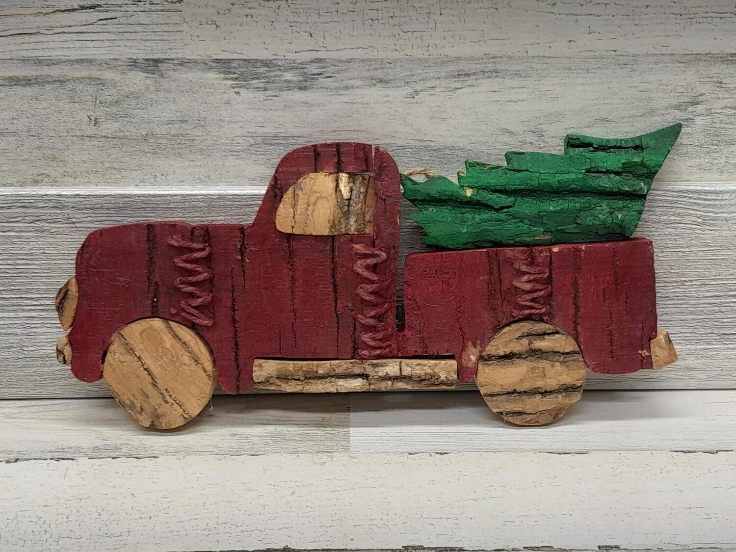 15.25&quot; Oak Bark Truck With Tree