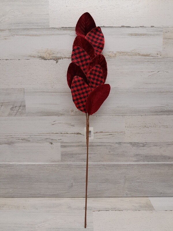 28&quot; Velvet/Burlap Magnolia Spray Black/Red