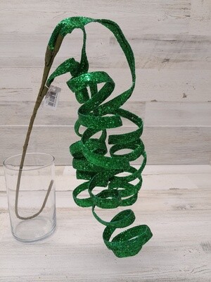 30&quot; Curly Glitter Spray Emerald