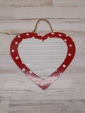 Hanging Metal Heart Sign White/Red