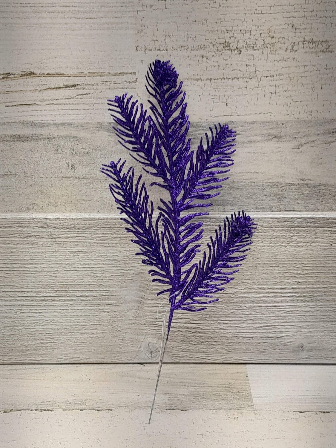 12&quot; Glitter Pine Pick Purple