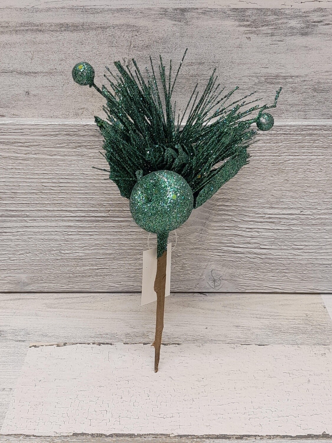 9&quot; Glitter Apple/Berry/Pine Pick Peacock